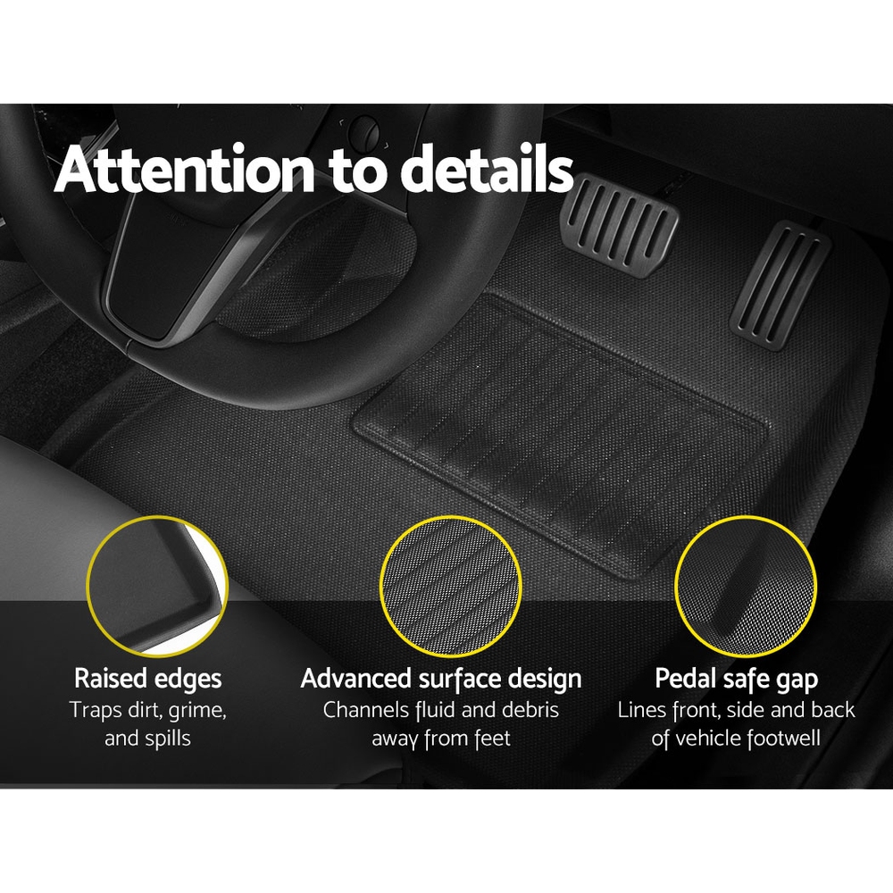 Weisshorn Car Rubber Floor Mats Compatible for Tesla Model 3 Front Rear - Image 5