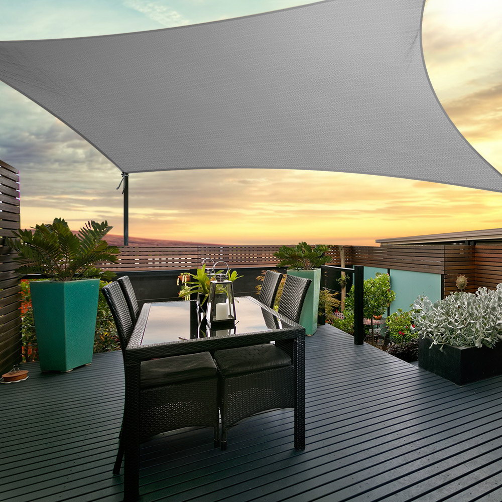 Instahut Shade Sail 3x5m Rectangle 280GSM 98% Grey Shade Cloth - Image 8