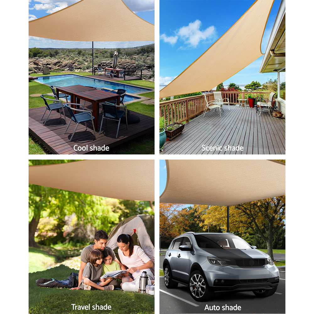 Instahut Shade Sail 5x6m Rectangle 185GSM 95% Sand Shade Cloth - Image 4