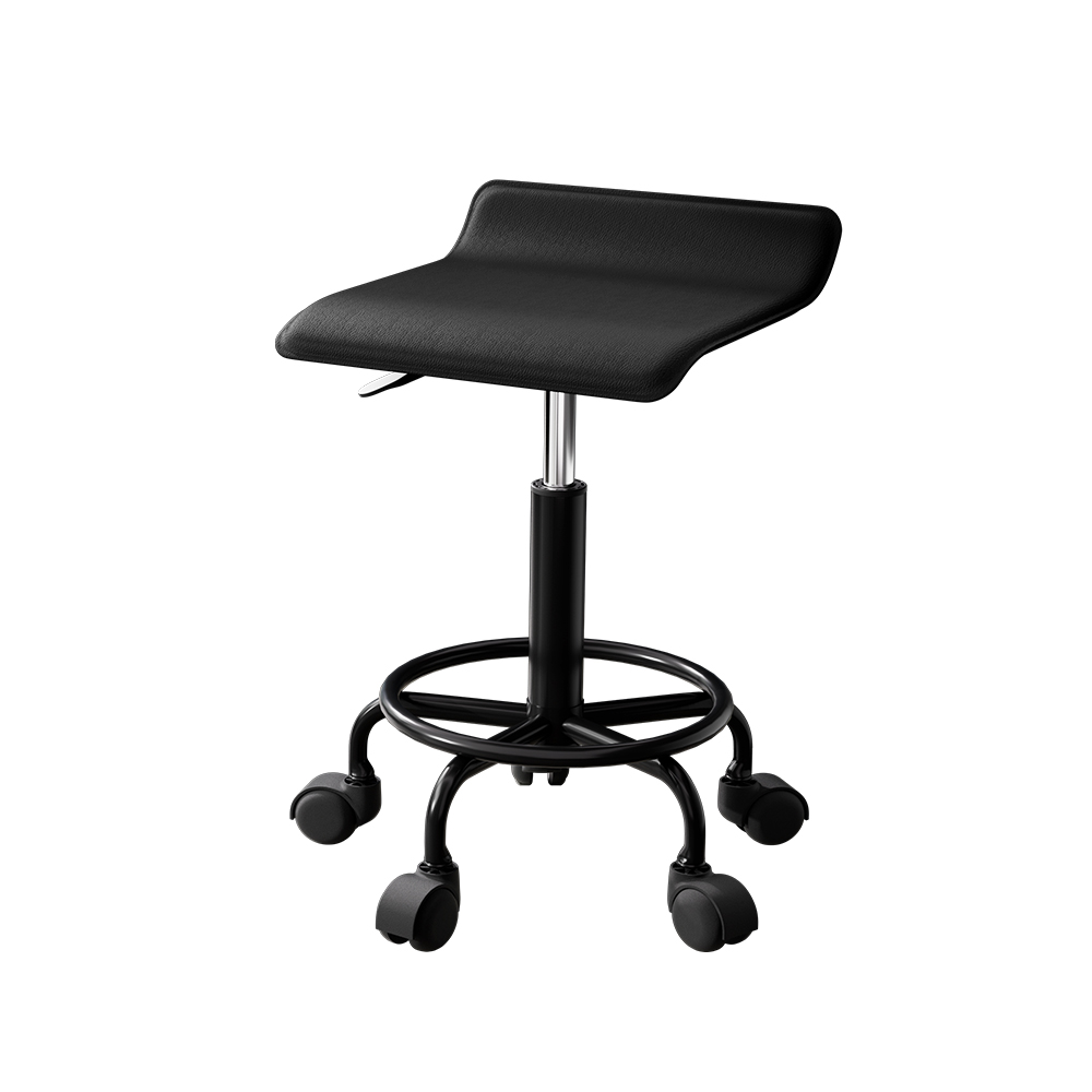 Artiss Salon Stool Square Swivel Chair Black - Image 1