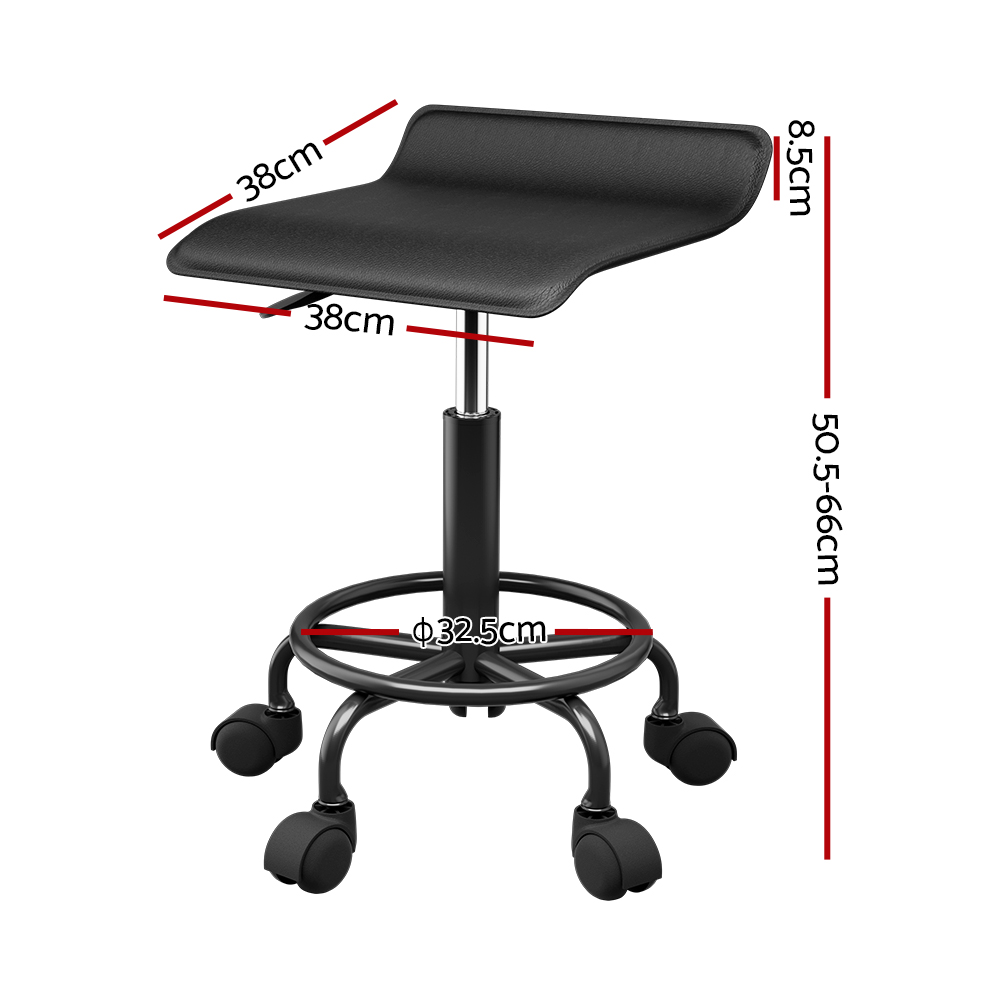 Artiss Salon Stool Square Swivel Chair Black - Image 2
