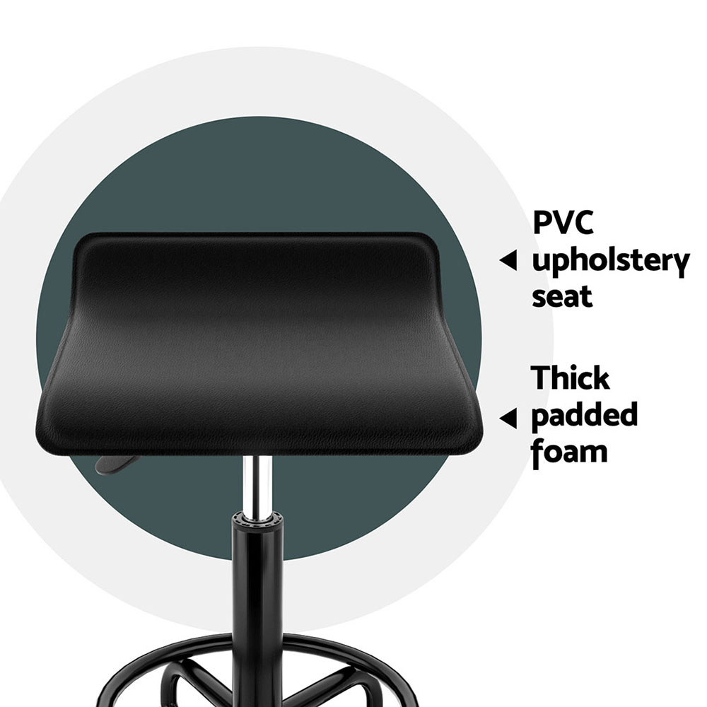 Artiss Salon Stool Square Swivel Chair Black - Image 5