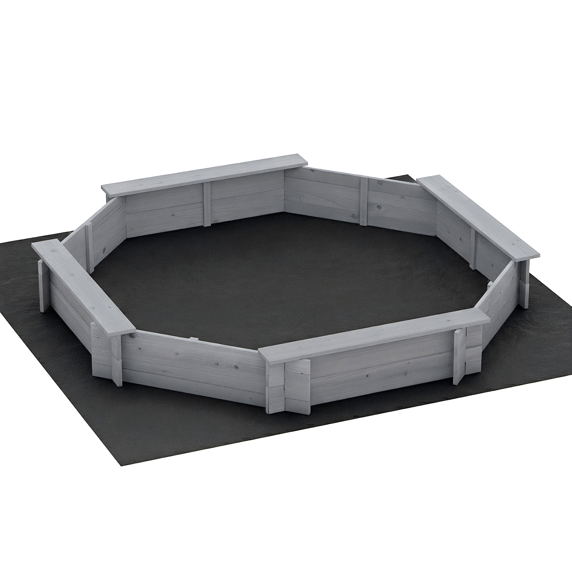 Keezi Kids Sandpit Wooden Round Sand Pit with Cover Bench Seat Beach Toys 182cm Grey - Image 8