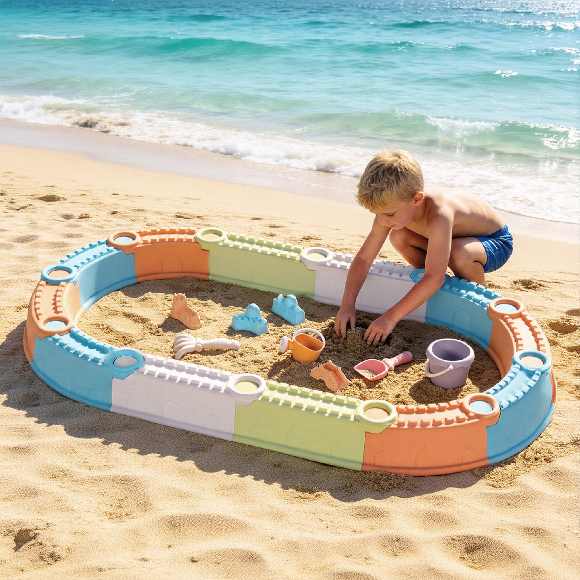 Keezi Kids Sandpit Set Beach Toys Sand Box Outdoor Backyard Play Area - Image 1
