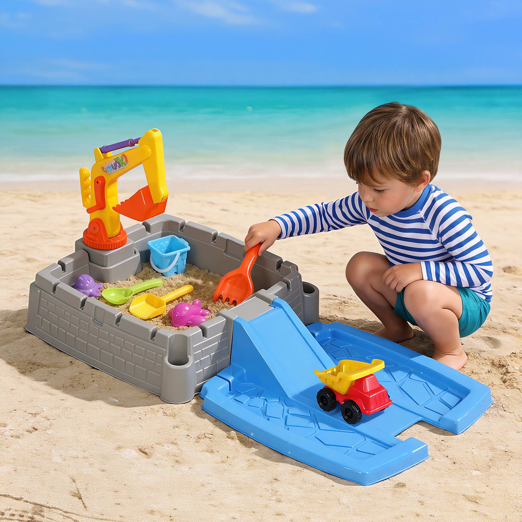 Keezi 2-in-1 Kids Sandpit Water Table Working Excavator Digger Sensory Play Toys - Image 1