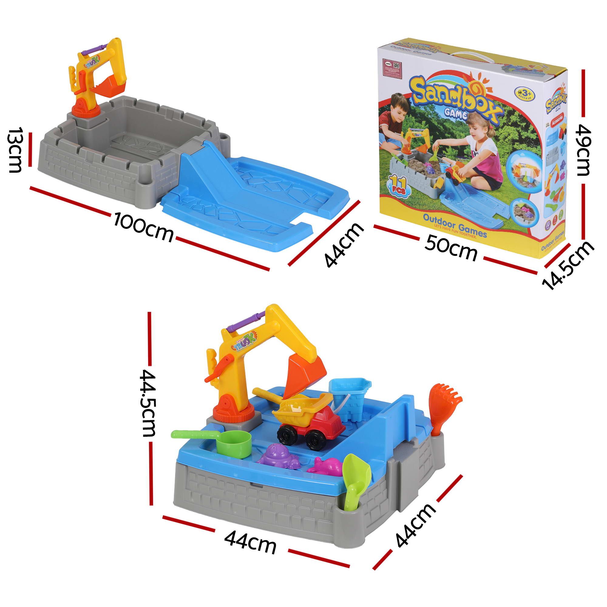 Keezi 2-in-1 Kids Sandpit Water Table Working Excavator Digger Sensory Play Toys - Image 2
