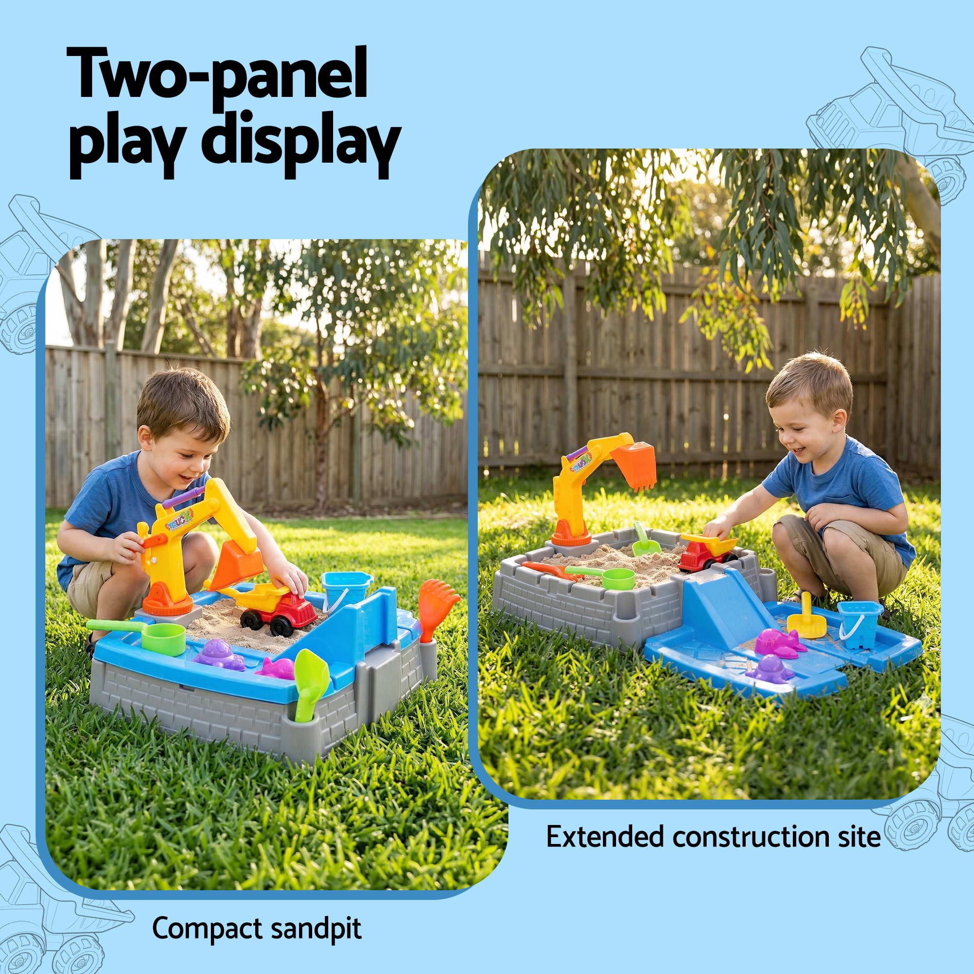 Keezi 2-in-1 Kids Sandpit Water Table Working Excavator Digger Sensory Play Toys - Image 4