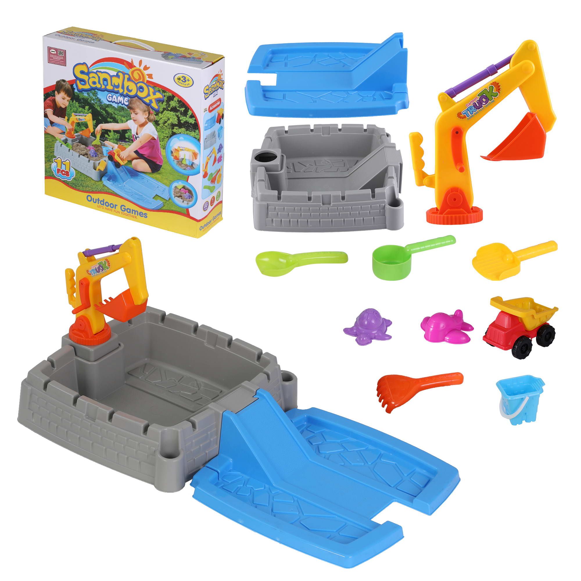 Keezi 2-in-1 Kids Sandpit Water Table Working Excavator Digger Sensory Play Toys - Image 8