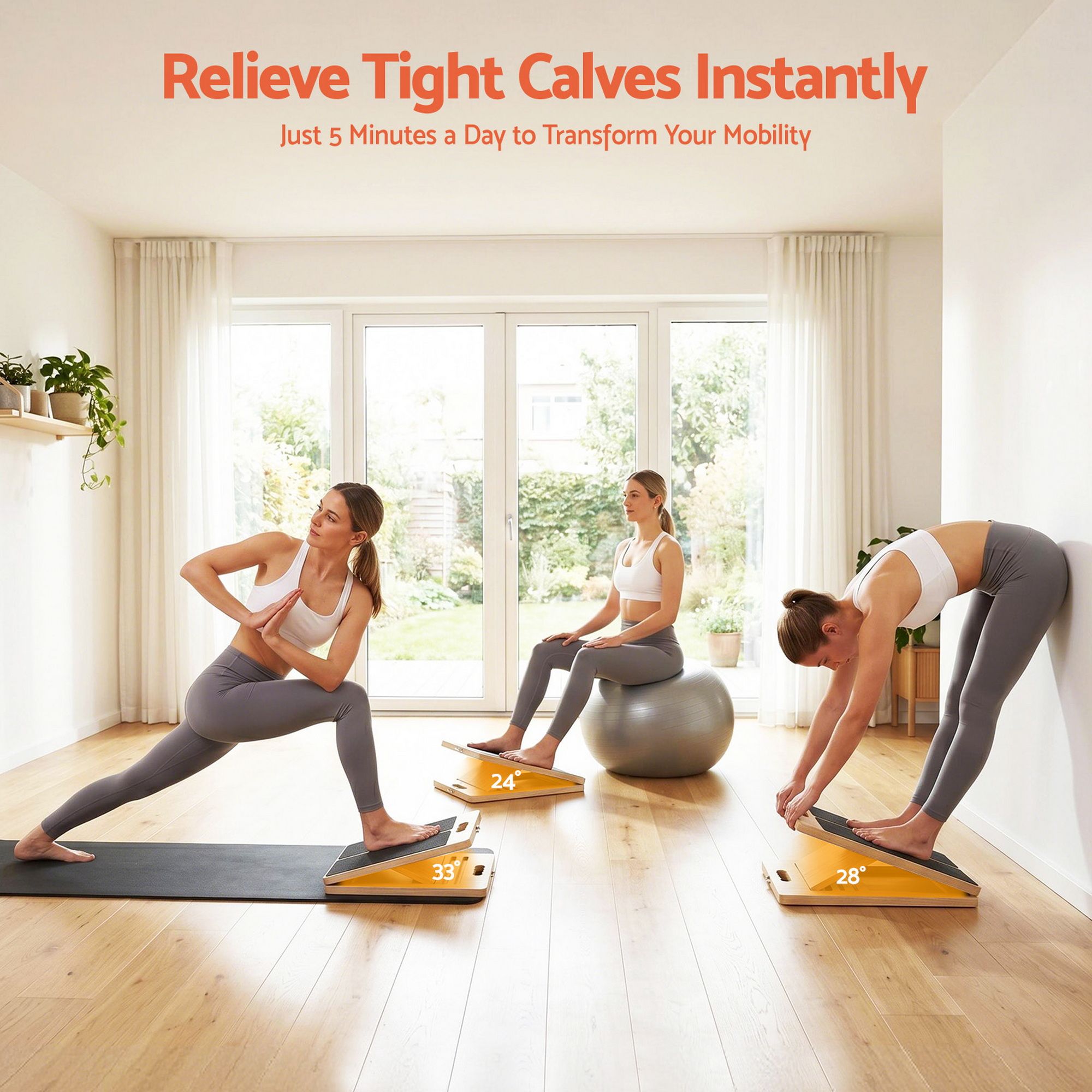 Everfit Wooden Slant Board for Squat & Calf Stretch 5 Angle Foldable Home Gym - Image 4