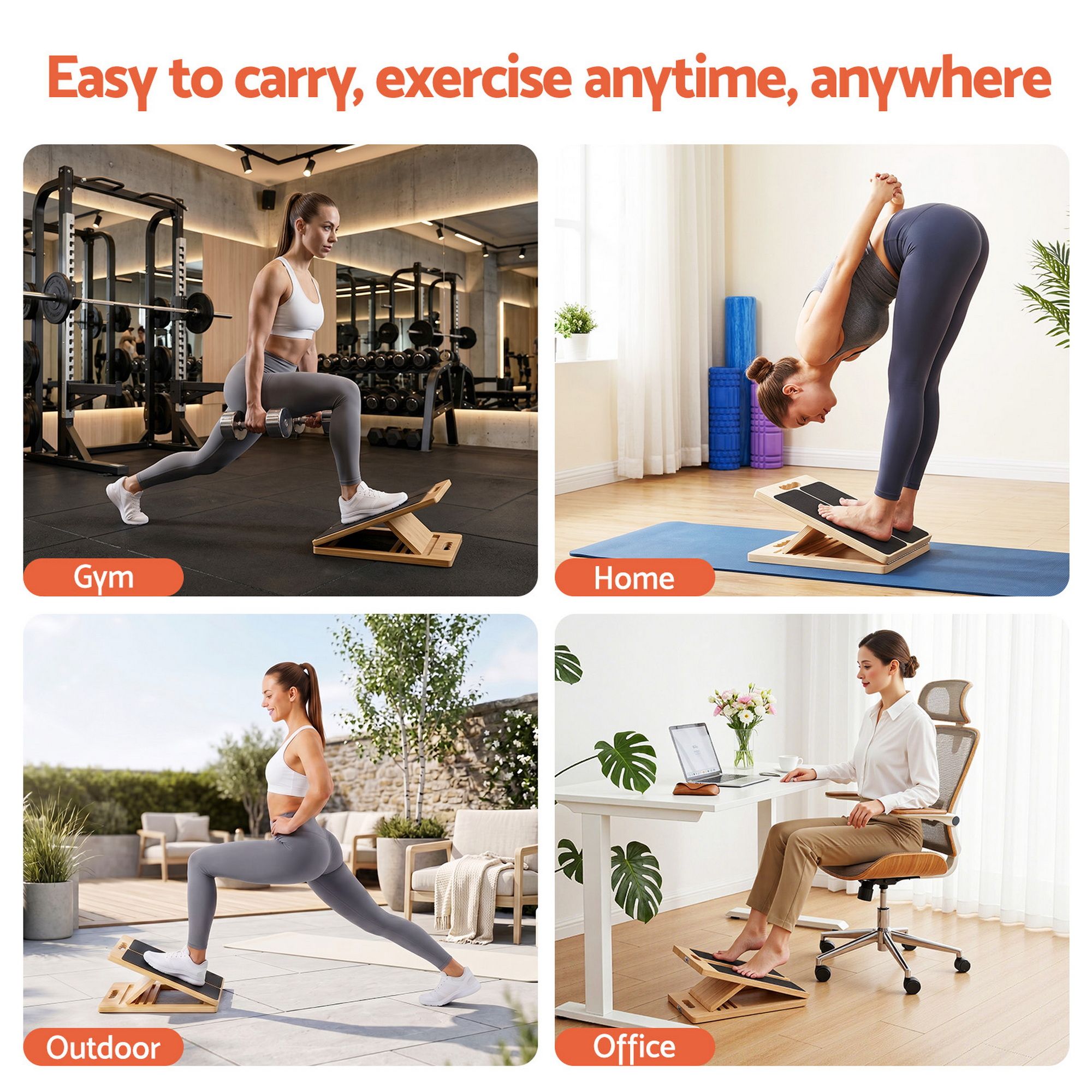 Everfit Wooden Slant Board for Squat & Calf Stretch 5 Angle Foldable Home Gym - Image 8