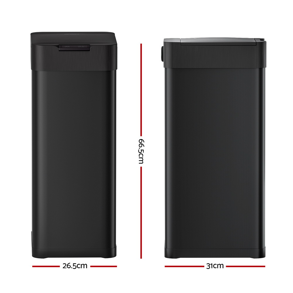 Devanti 50L Sensor Bin Motion Rubbish Bins Kitchen Automatic Trash Can Black - Image 2