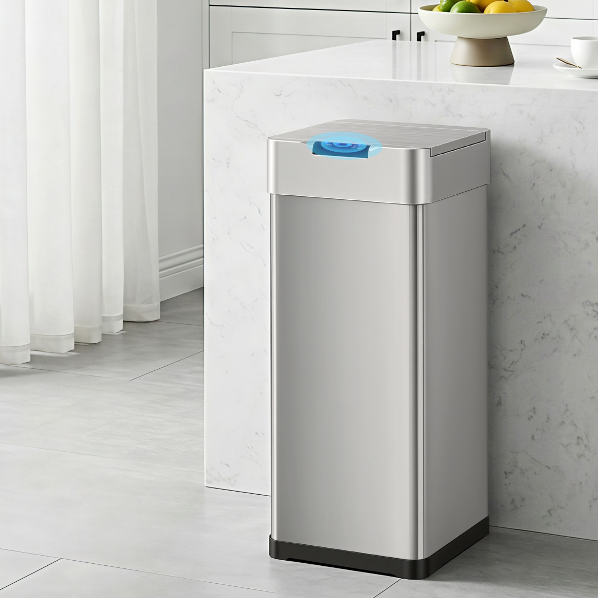 Devanti 50L Motion Sensor Bin Rubbish Bins Kitchen Automatic Trash Can Silver - Image 8