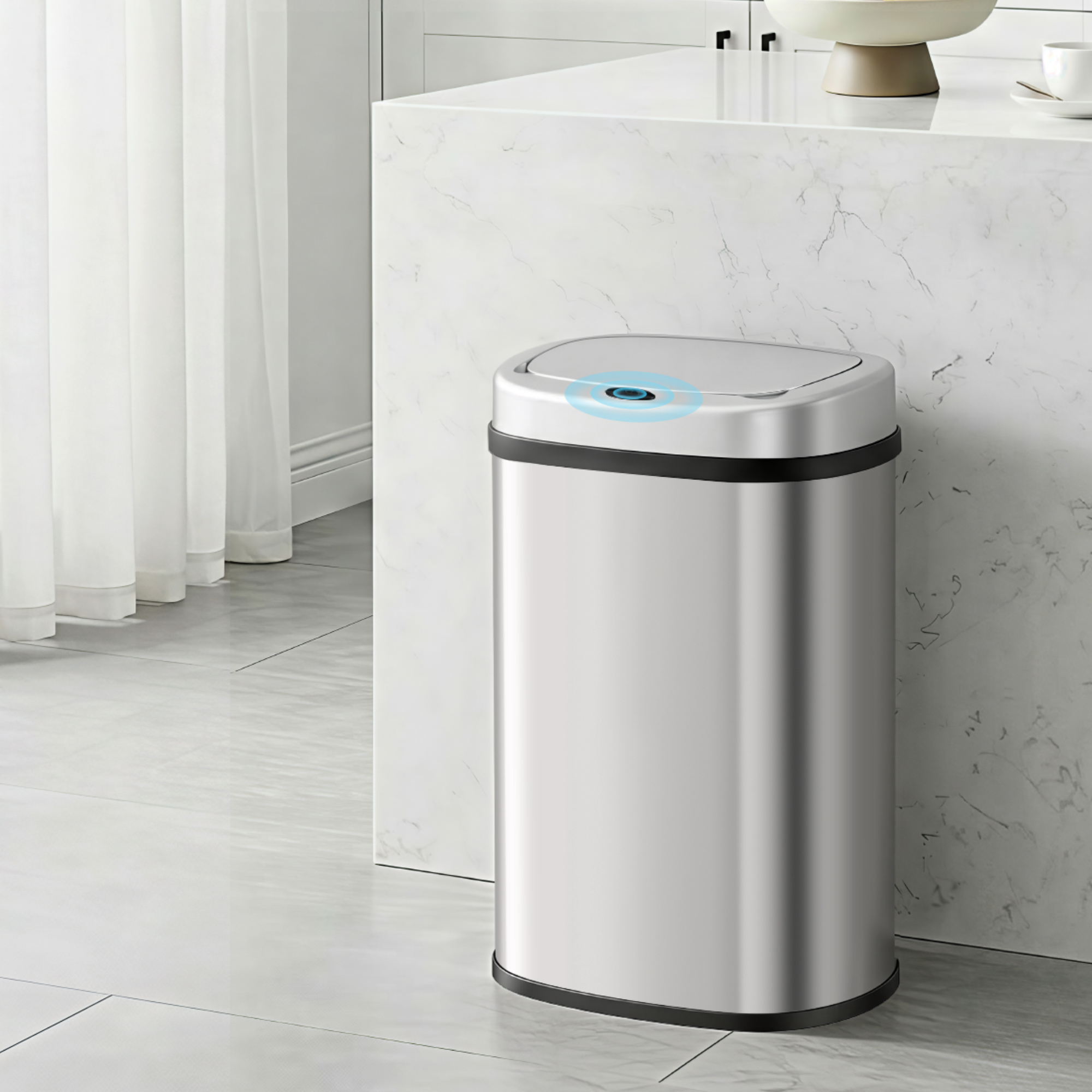 Devanti 50L Sensor Bin Motion Rubbish Automatic Silver - Image 8