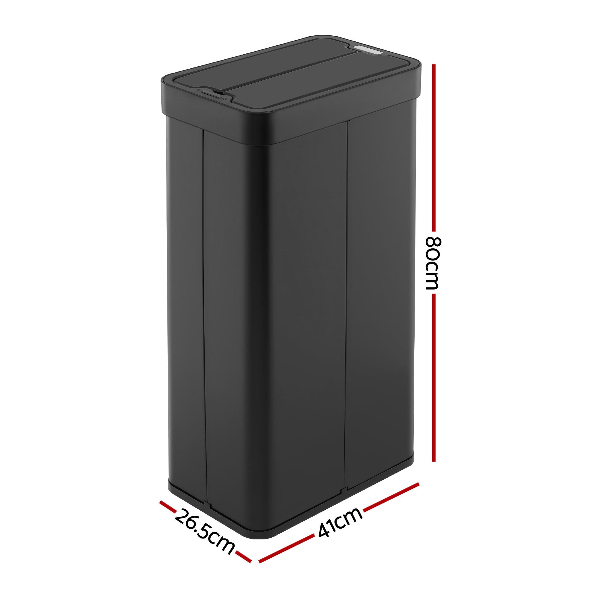 Devanti Rubbish Bin 70L Automatic Sensor Kitchen Bin, Slim Smart Garbage Can Touchless Rectangular with Liner Holder, Fully Closed Lid for Bedroom, Bathroom, Living Room, Black - Image 2