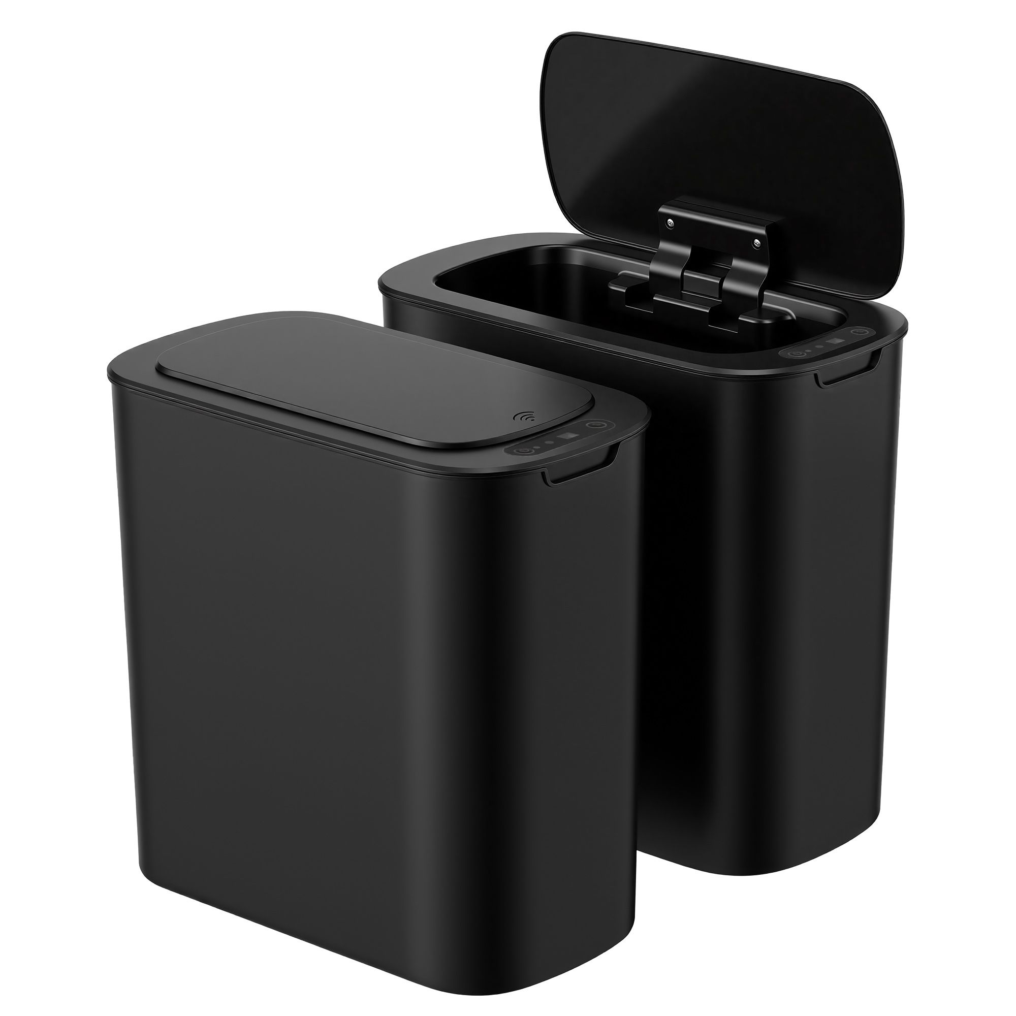 Devanti Automatic Trash Bin 2PCS with Lid 11L Motion Sensor Kitchen Bin Touchless Garbage Can Modern Black Plastic Slim Rubbish Bin with Liner Holder for Kitchen, Home, Office - Image 1