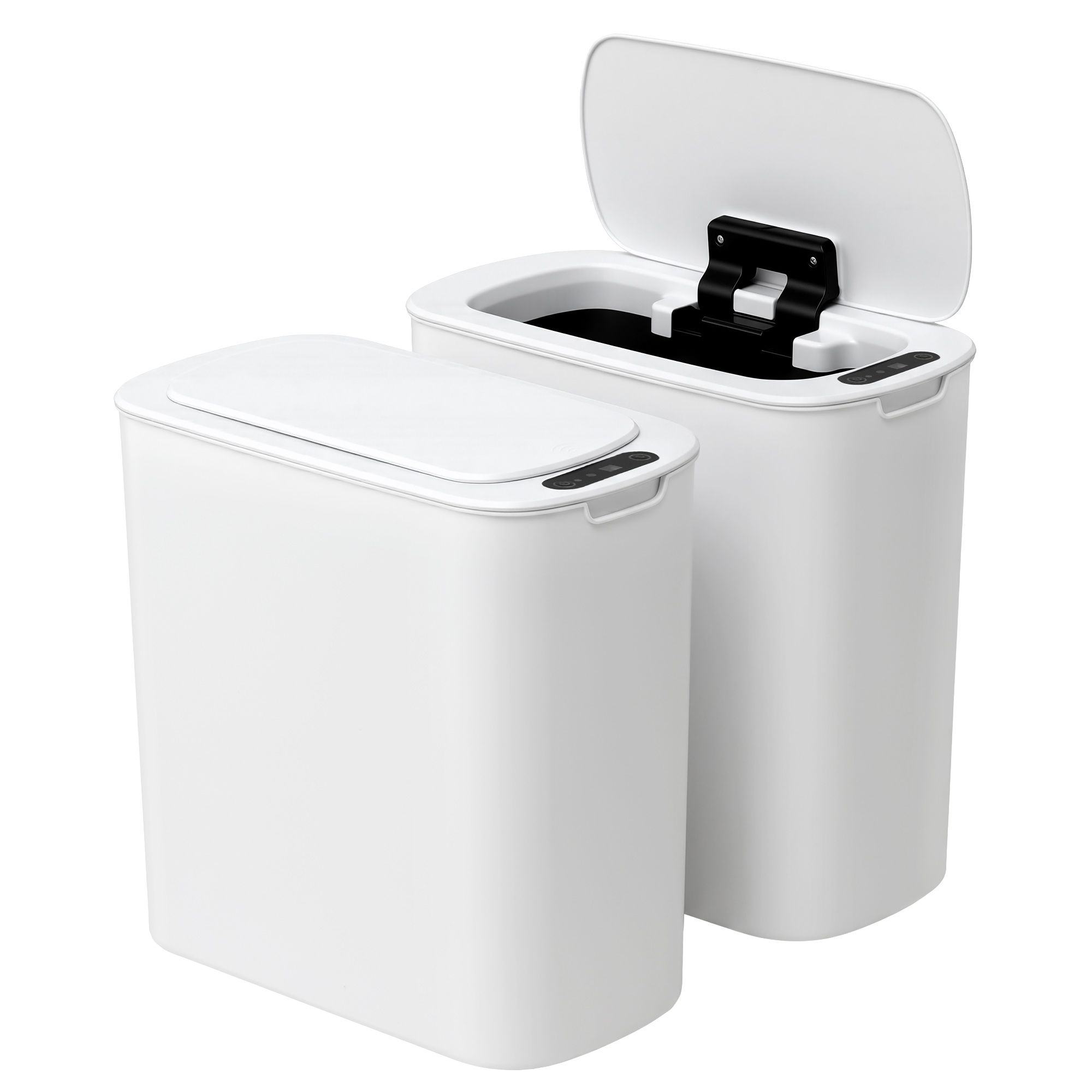 Devanti Automatic Trash Bin 2PCS with Lid 11L Motion Sensor Kitchen Bin Touchless Garbage Can Modern White Plastic Slim Rubbish Bin with Liner Holder for Kitchen, Home, Office - Image 1