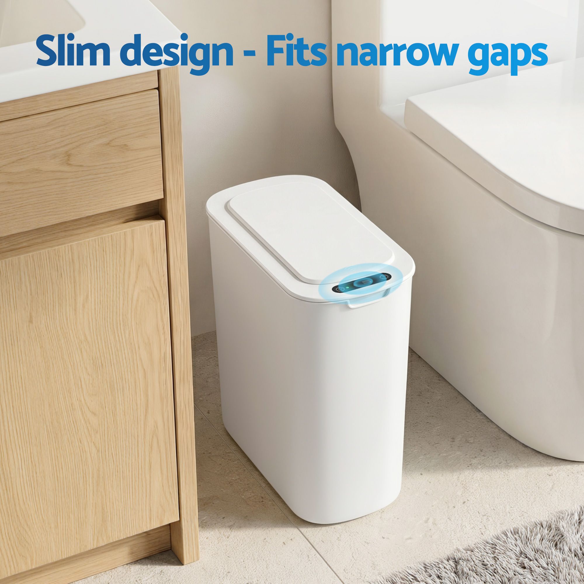 Devanti Automatic Trash Bin 2PCS with Lid 11L Motion Sensor Kitchen Bin Touchless Garbage Can Modern White Plastic Slim Rubbish Bin with Liner Holder for Kitchen, Home, Office - Image 6
