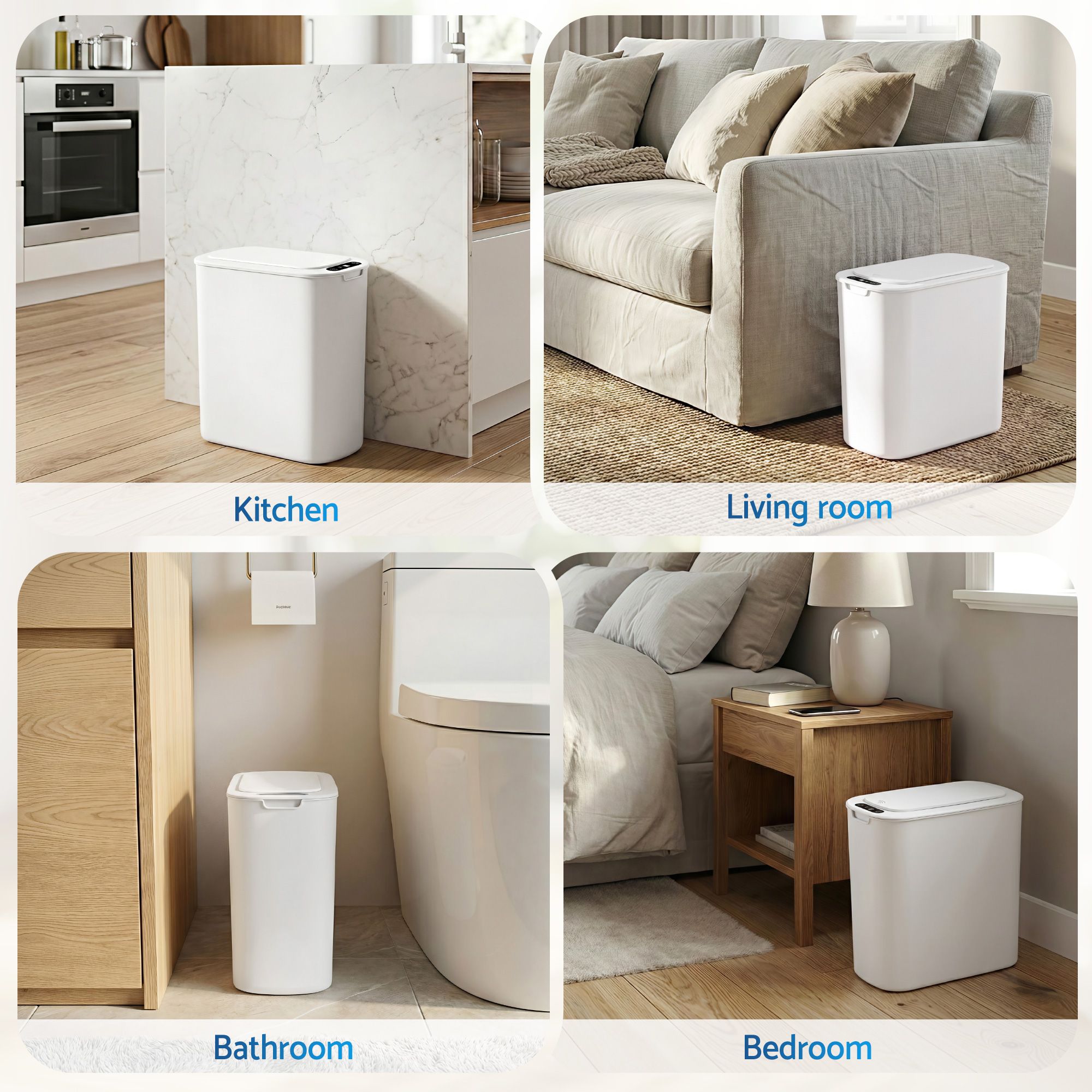 Devanti Automatic Trash Bin 2PCS with Lid 11L Motion Sensor Kitchen Bin Touchless Garbage Can Modern White Plastic Slim Rubbish Bin with Liner Holder for Kitchen, Home, Office - Image 7