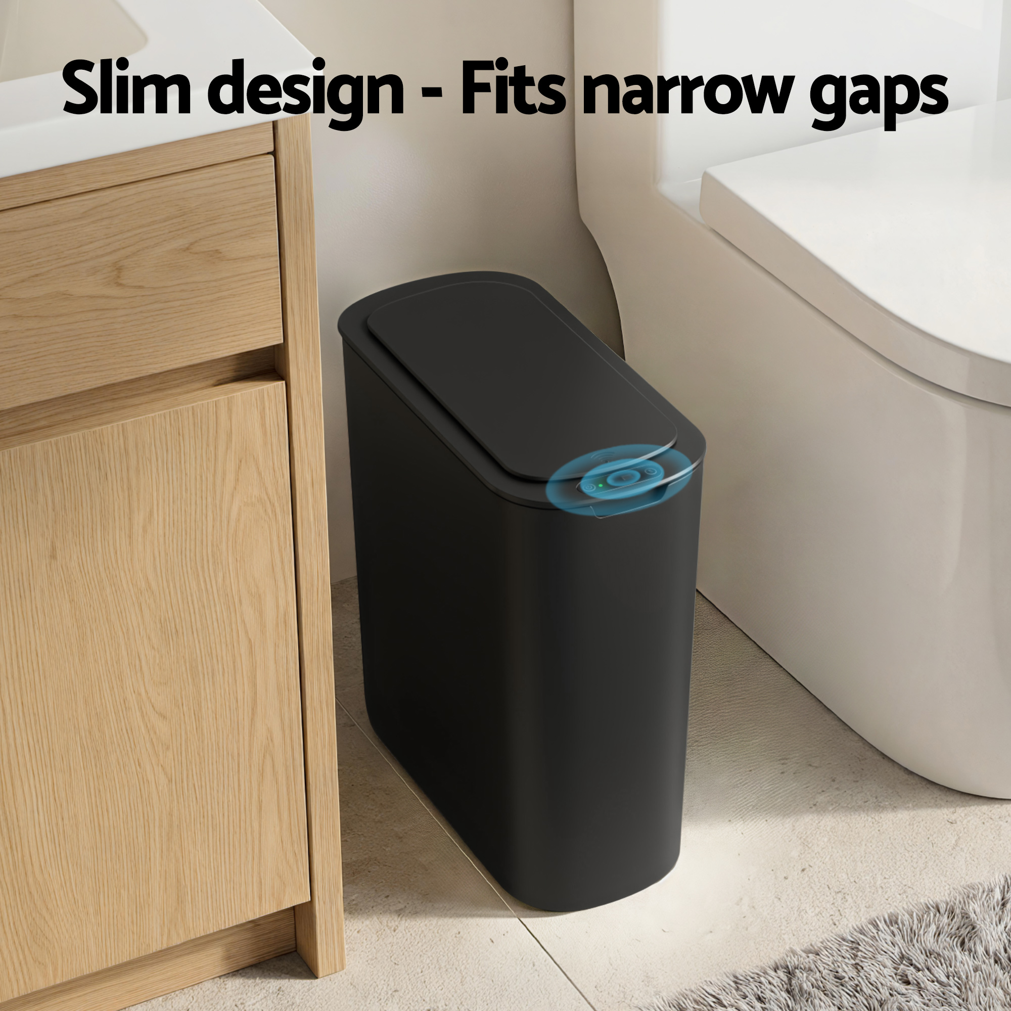 Devanti Automatic Trash Bin with Lid 25L Motion Sensor Kitchen Bin Touchless Garbage Can Plastic Slim Rubbish Bin with Liner Holder for Kitchen, Home, Office, Black - Image 6