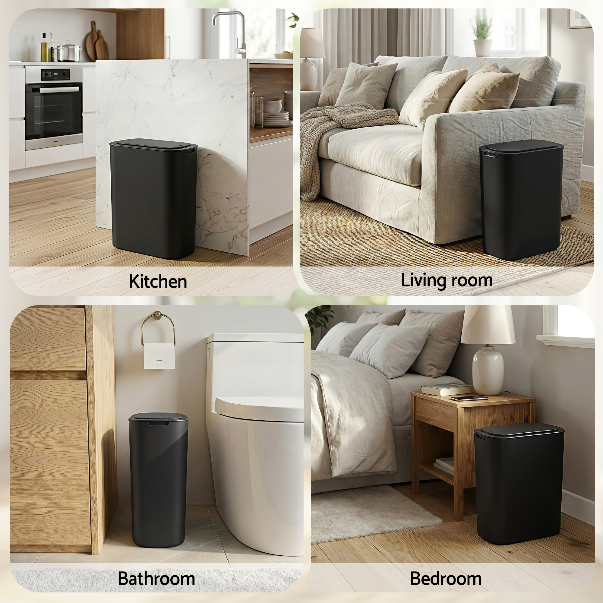 Devanti Automatic Trash Bin with Lid 25L Motion Sensor Kitchen Bin Touchless Garbage Can Plastic Slim Rubbish Bin with Liner Holder for Kitchen, Home, Office, Black - Image 7