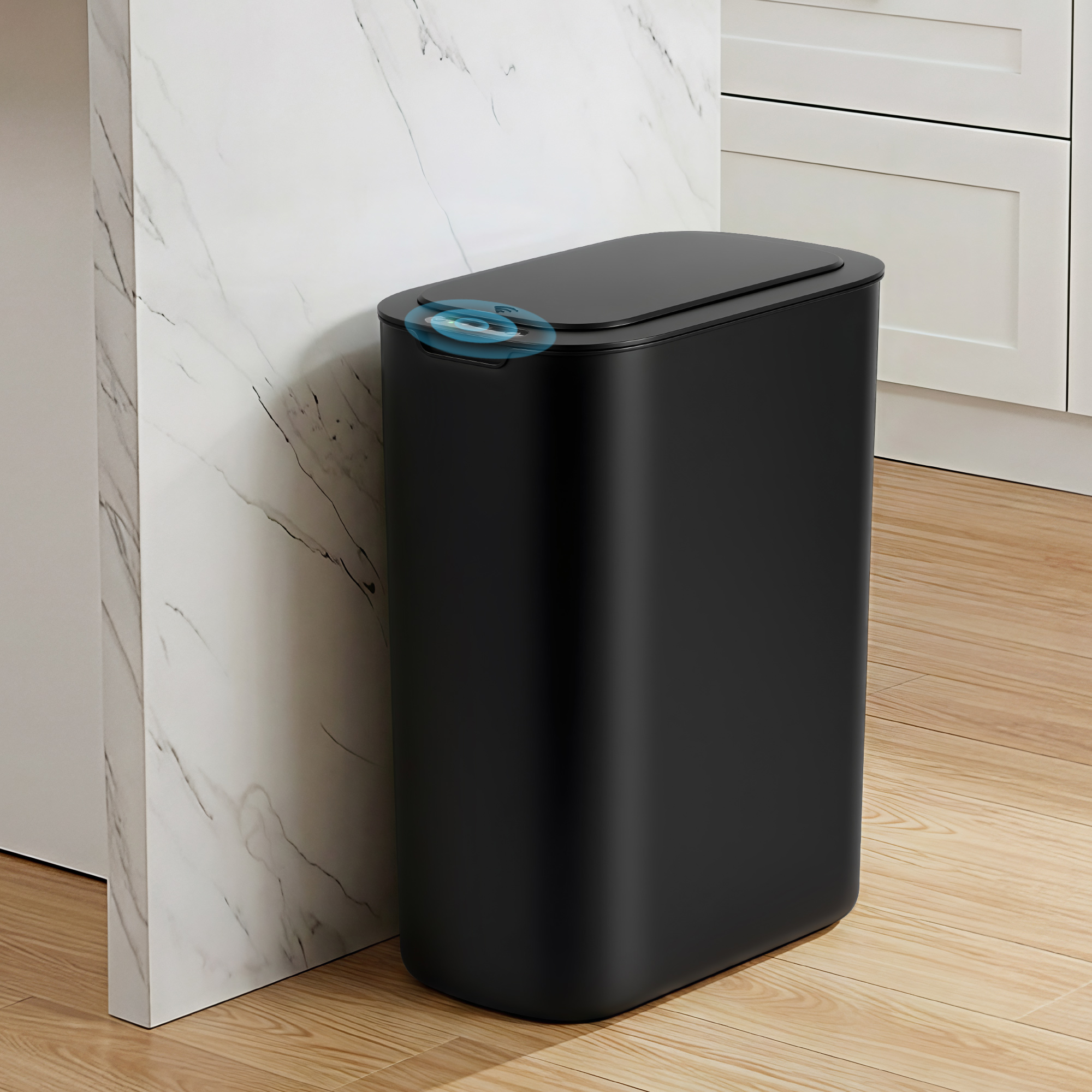Devanti Automatic Trash Bin with Lid 25L Motion Sensor Kitchen Bin Touchless Garbage Can Plastic Slim Rubbish Bin with Liner Holder for Kitchen, Home, Office, Black - Image 8