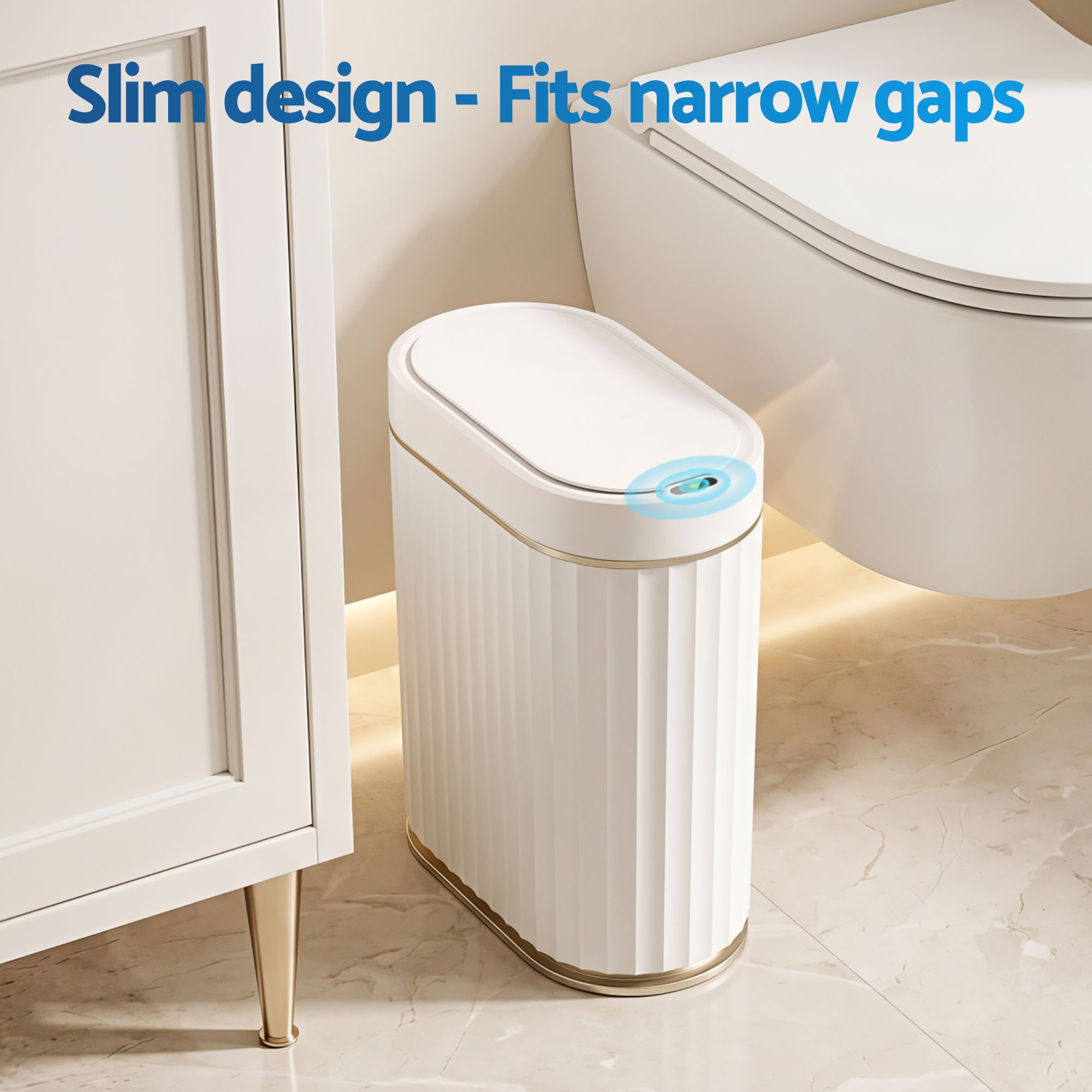 Devanti Sensor Bins 7L Motion Sensor Trash Can Slim Touchless Automatic Waste Bin White - Image 6