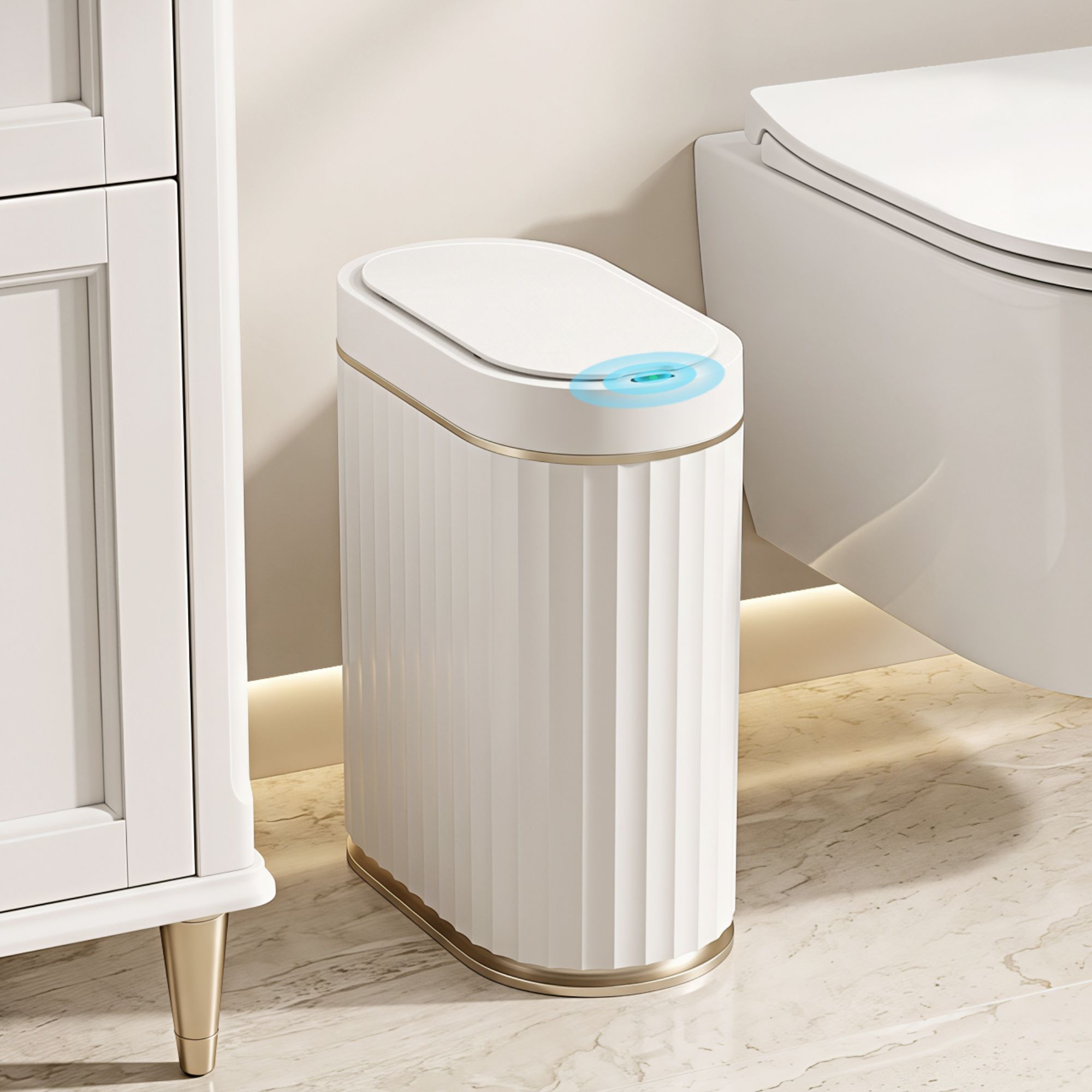 Devanti Sensor Bins 7L Motion Sensor Trash Can Slim Touchless Automatic Waste Bin White - Image 8