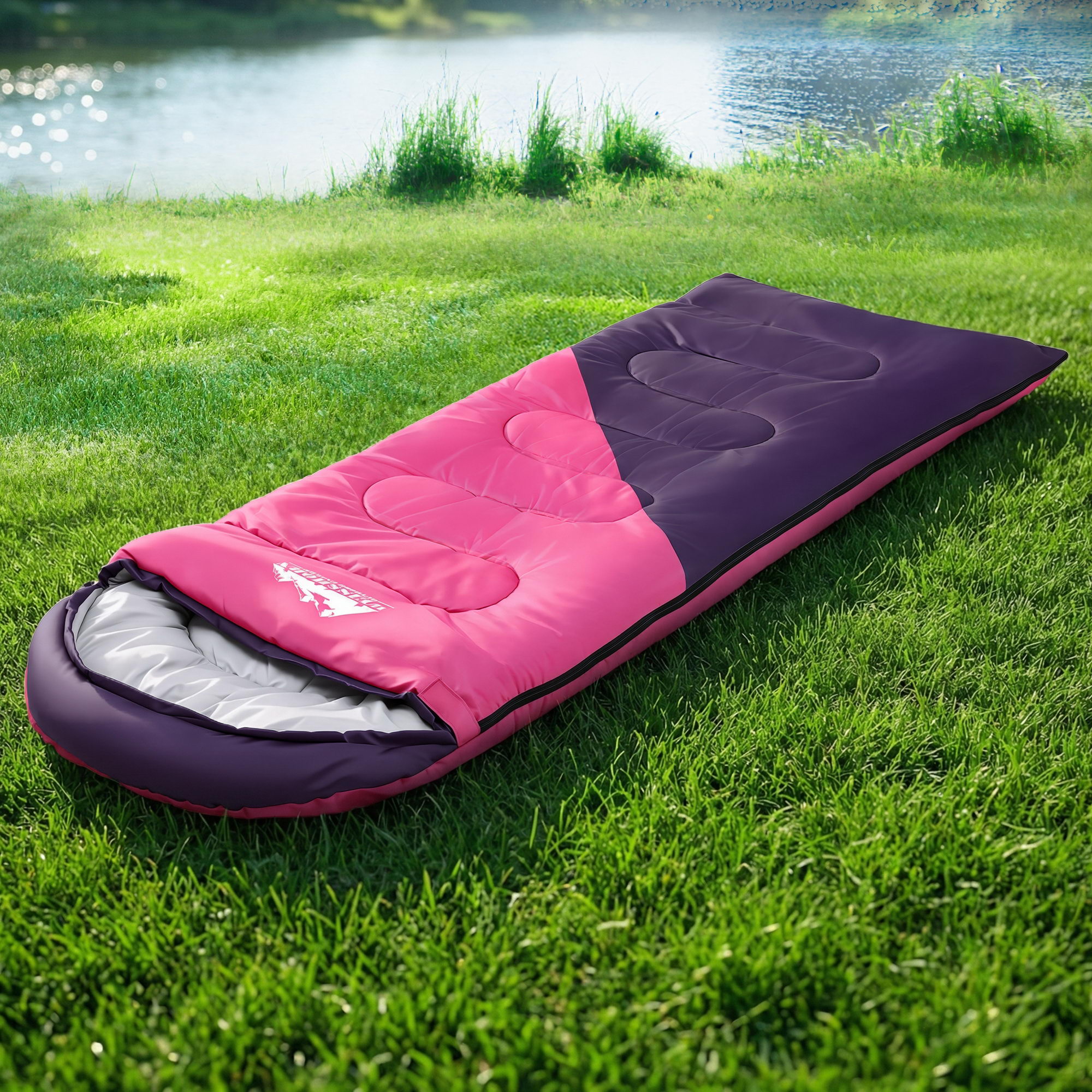 Weisshorn Sleeping Bag Single 213cm Thermal Camping Hiking Pink - Image 1