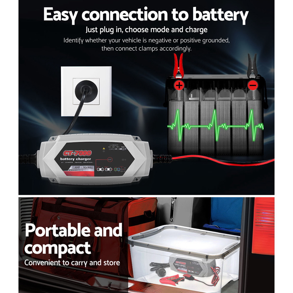12V Automotive Car Battery Charger 24V 7Amp Vehicle Truck Chargers AGM - Image 6