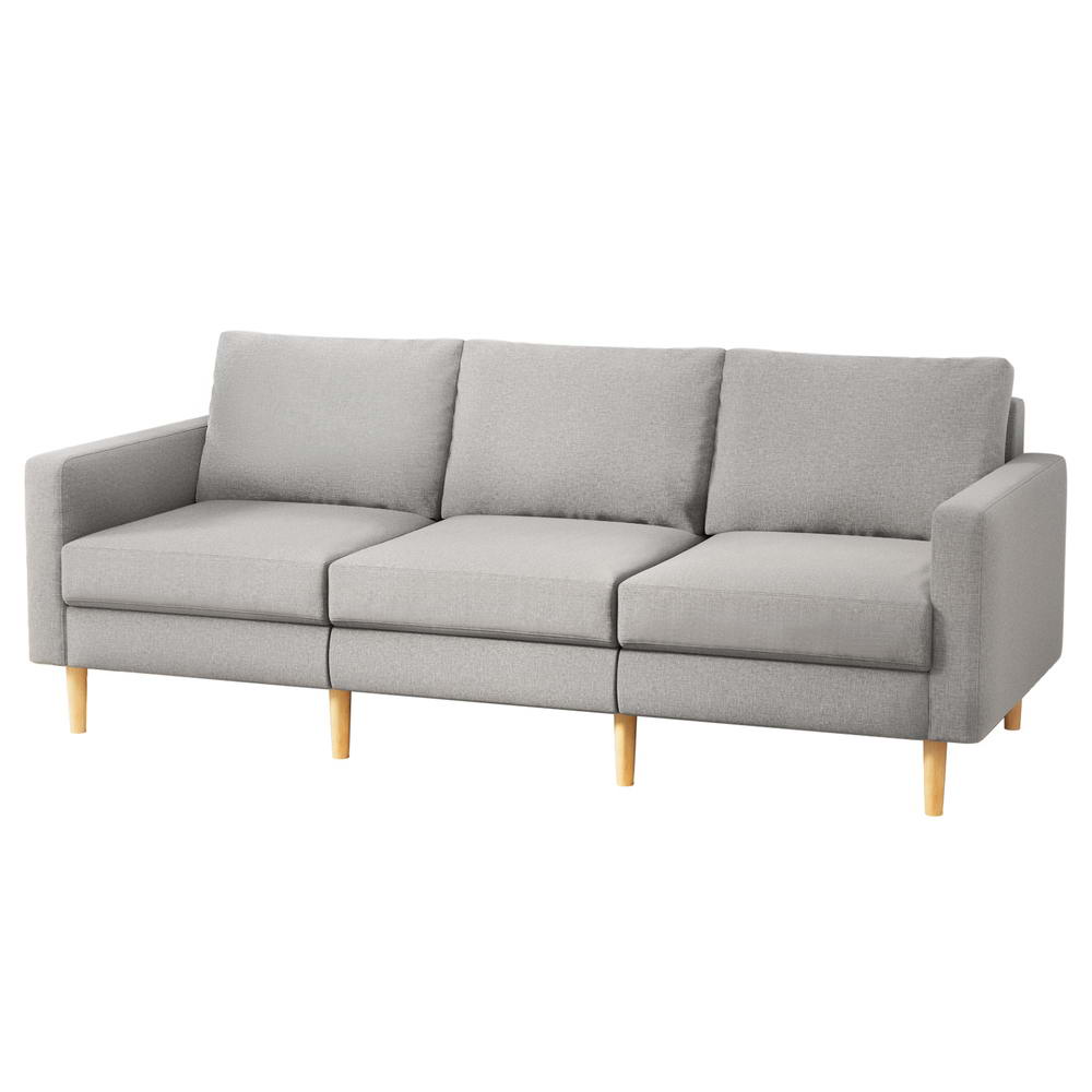 Artiss 3 Seater Sofa 225cm Linen Fabric Grey - Image 1