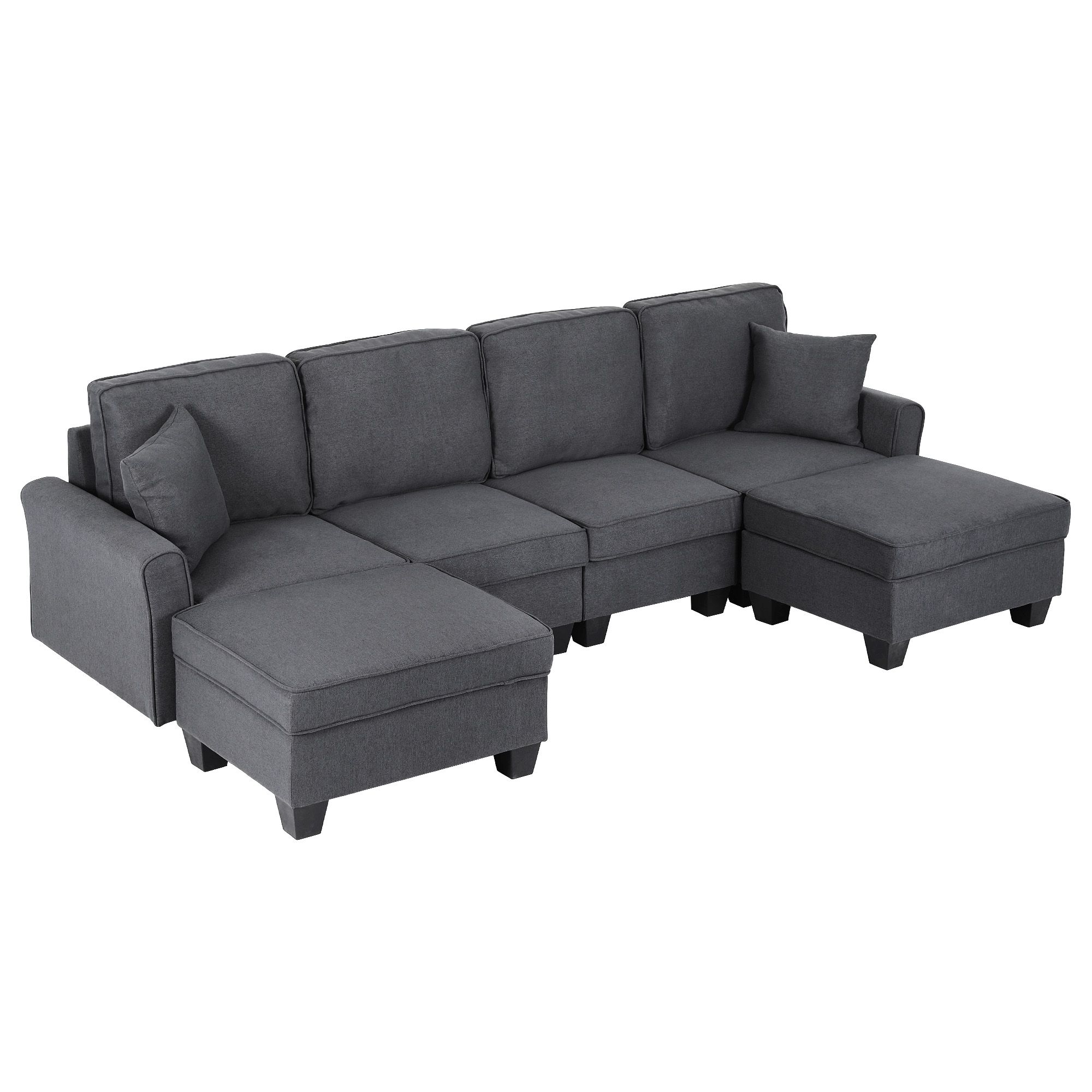 Artiss Modular Sectional U Shaped Storage Sofa Couches for Living Room Grey - Image 1