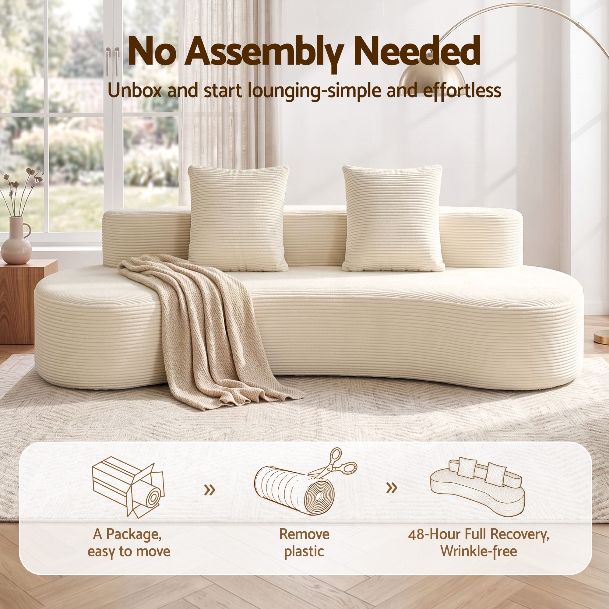 Artiss 228cm Modular Sofa Bed Sectional Boneless Couches for Living Room No Assembly Required - Image 4