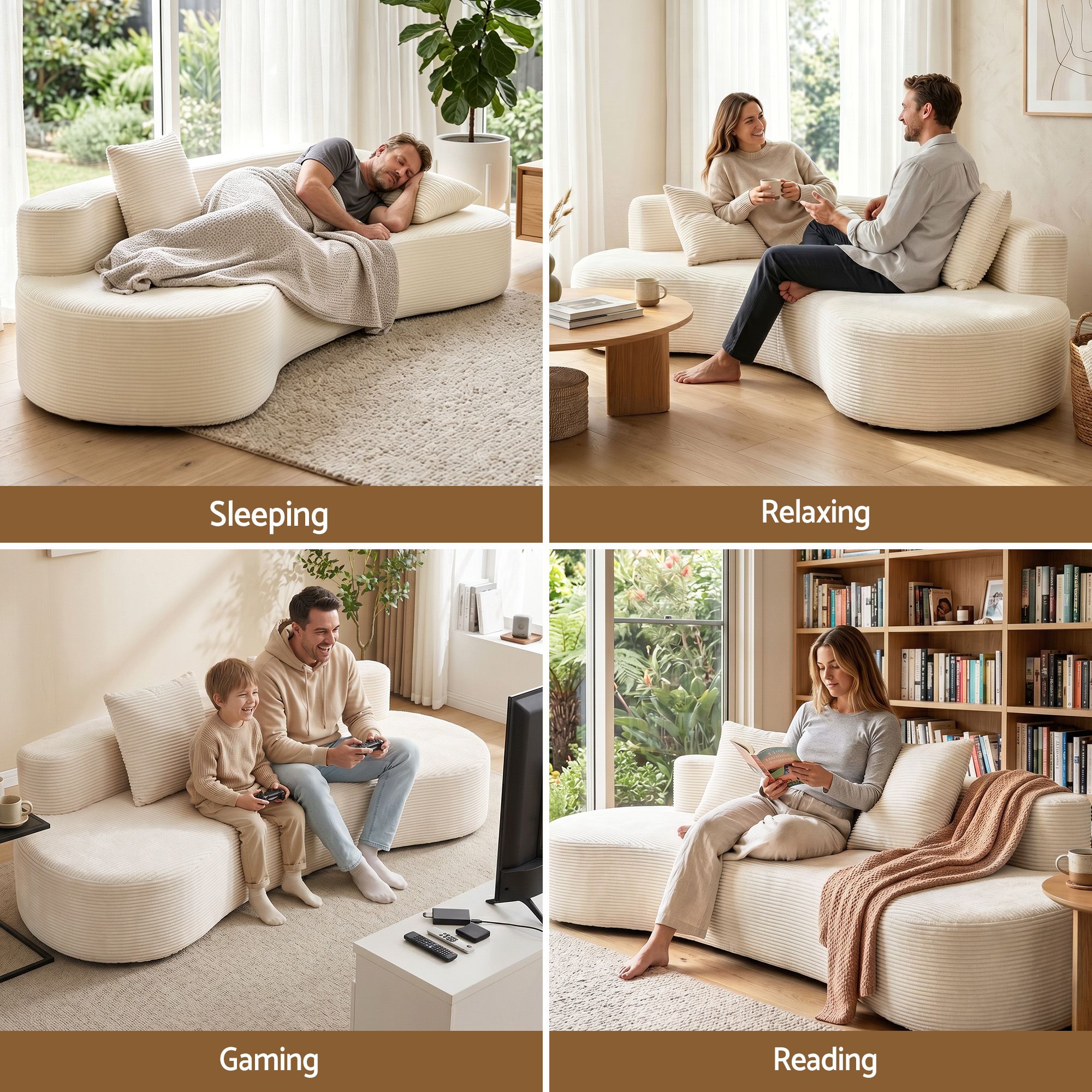 Artiss 228cm Modular Sofa Bed Sectional Boneless Couches for Living Room No Assembly Required - Image 8