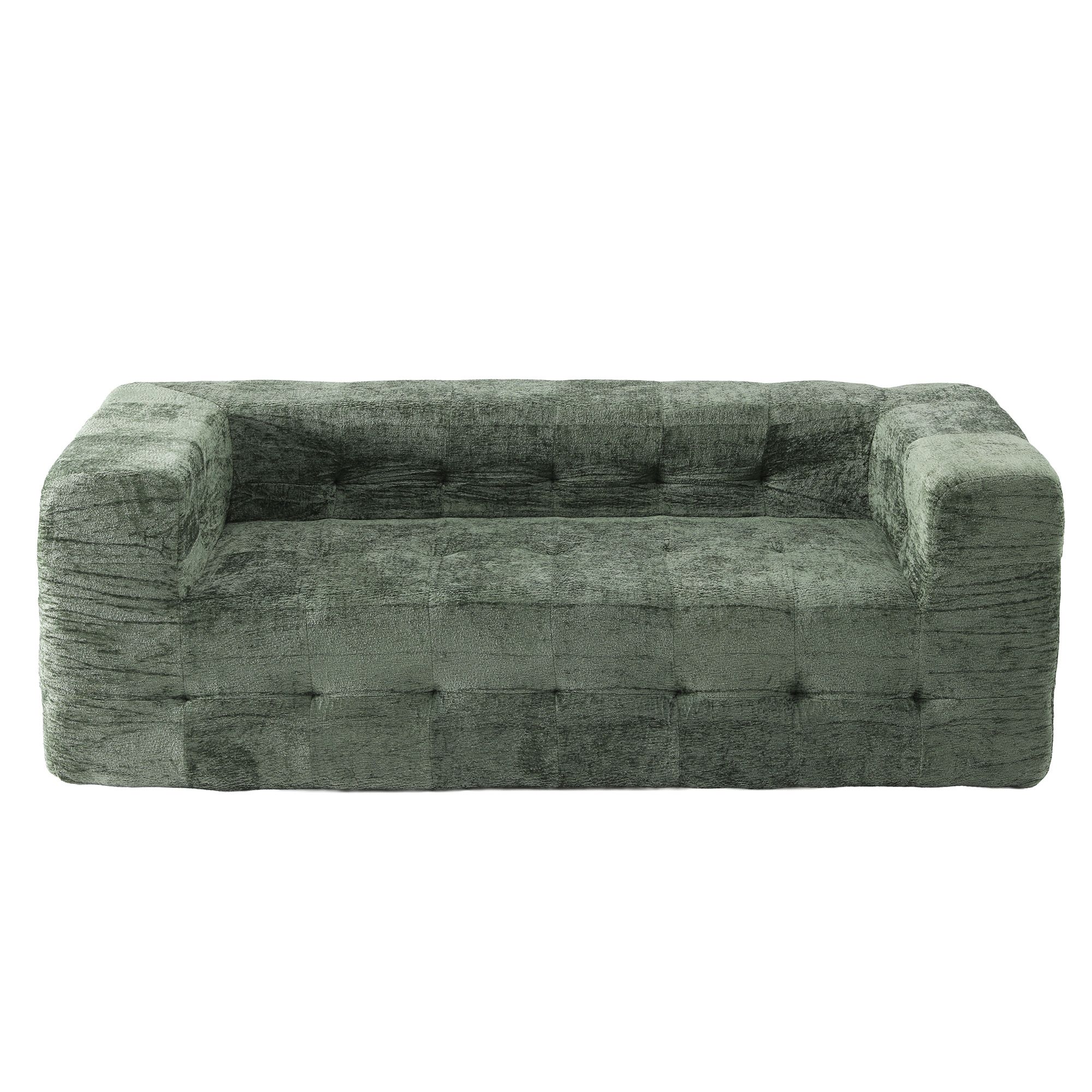 Artiss Comfort Boneless Sofa for Living Room Green Luxury Chenille - Image 3
