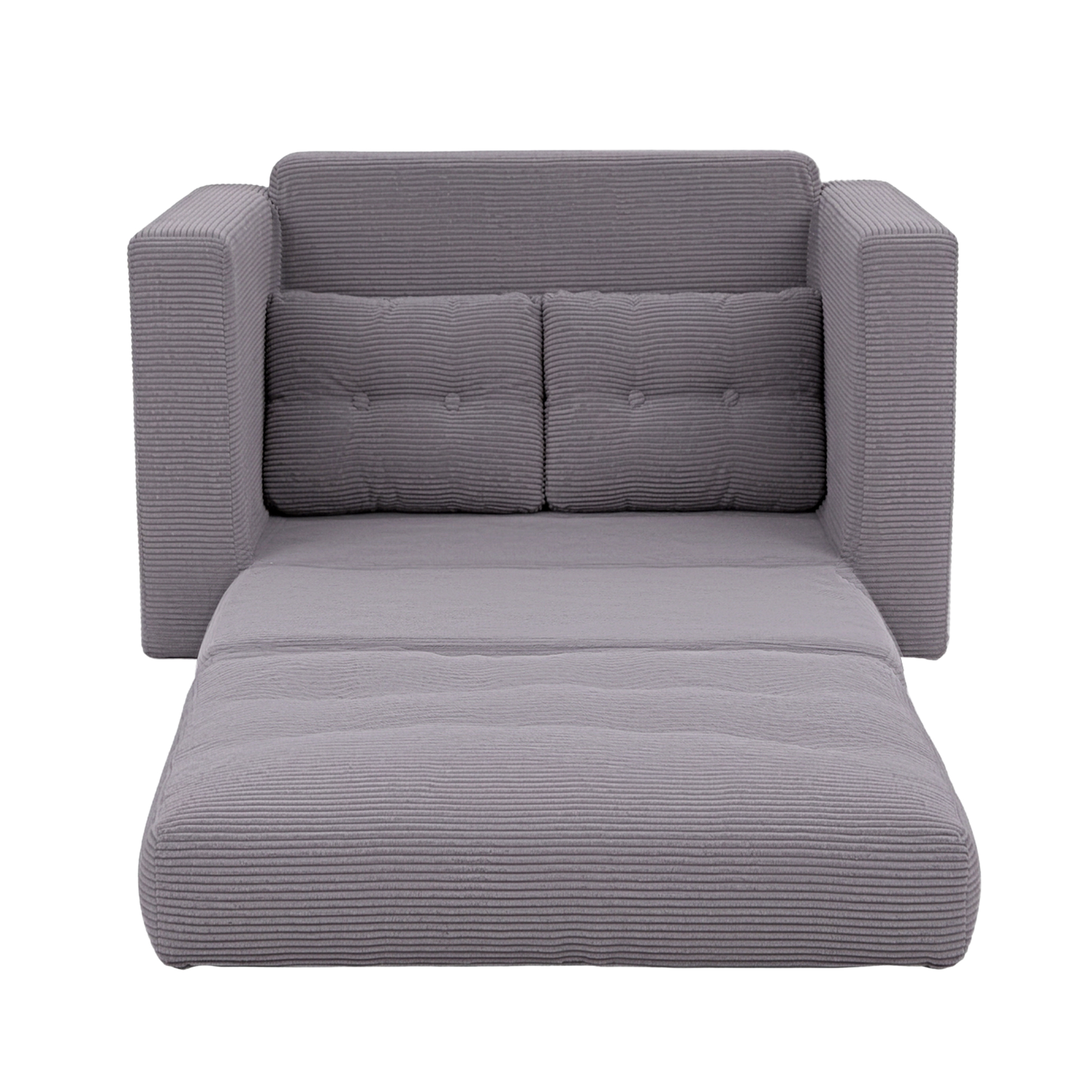 Artiss 2 Seater Corduroy Convertible Sofa Bed Pull Out Boneless Couch Grey - Image 3