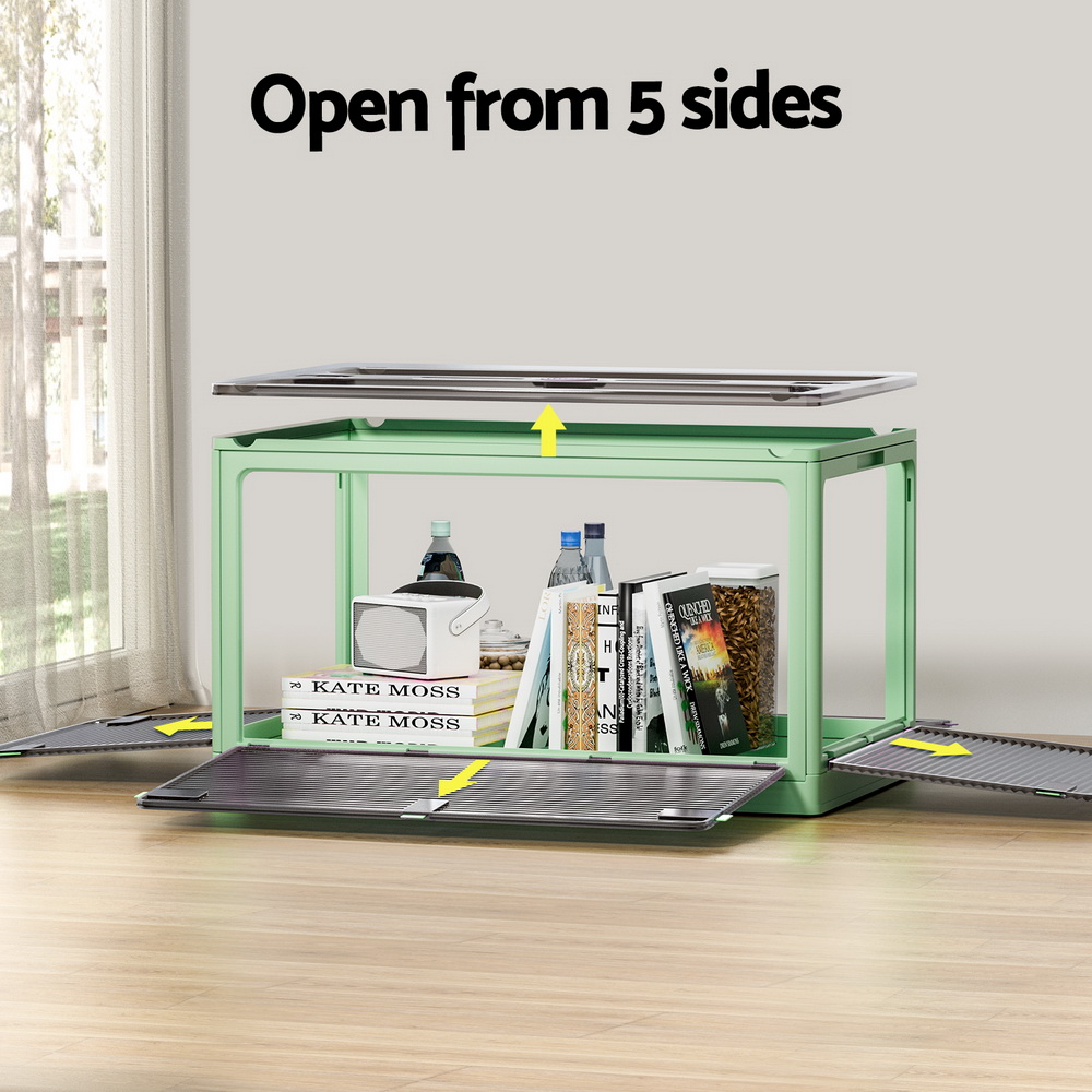 Artiss Storage Box Container Foldable Stackable 5 Sides Open Transparent 140L - Image 4
