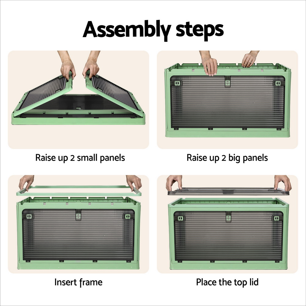 Artiss Storage Box Container Foldable Stackable 5 Sides Open Transparent 140L - Image 5