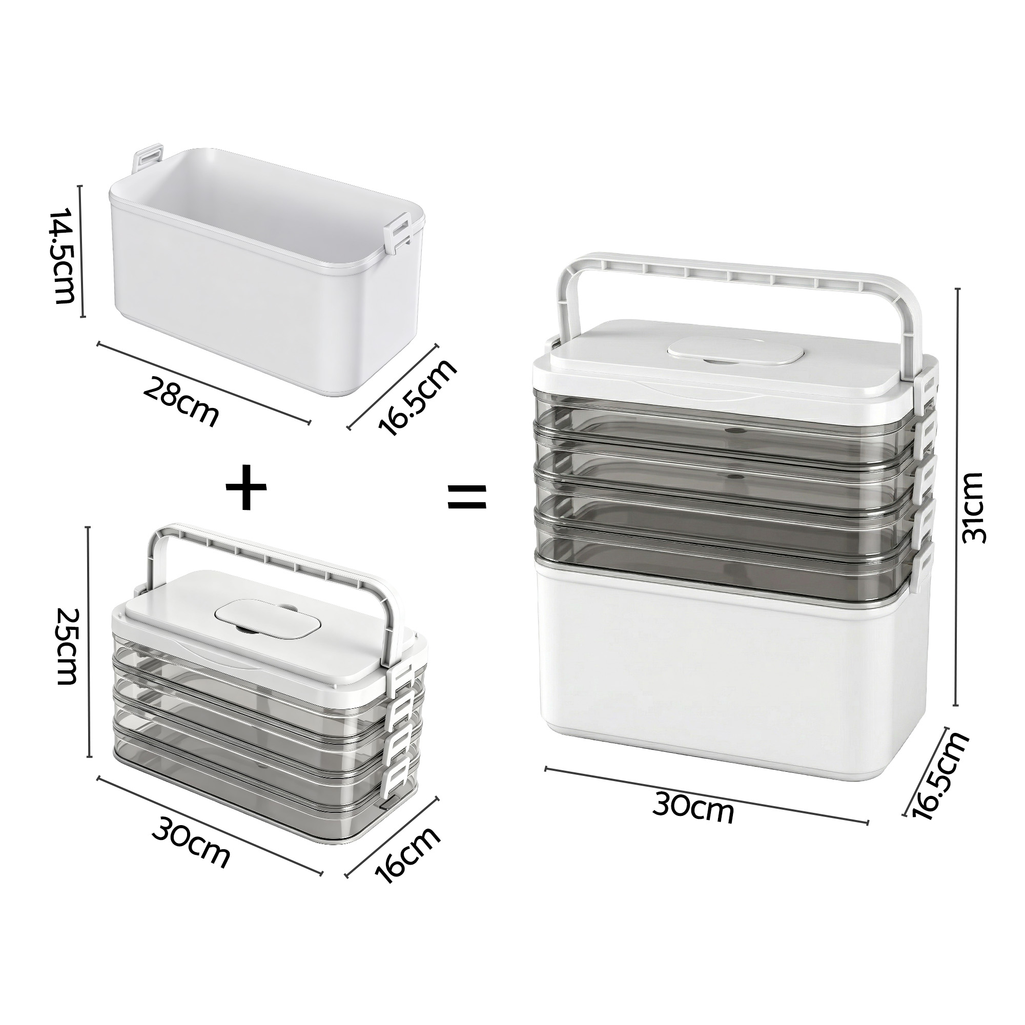 Artiss 5 Tier Portable Storage Box Detachable with Handles Plastic Clear - Image 2