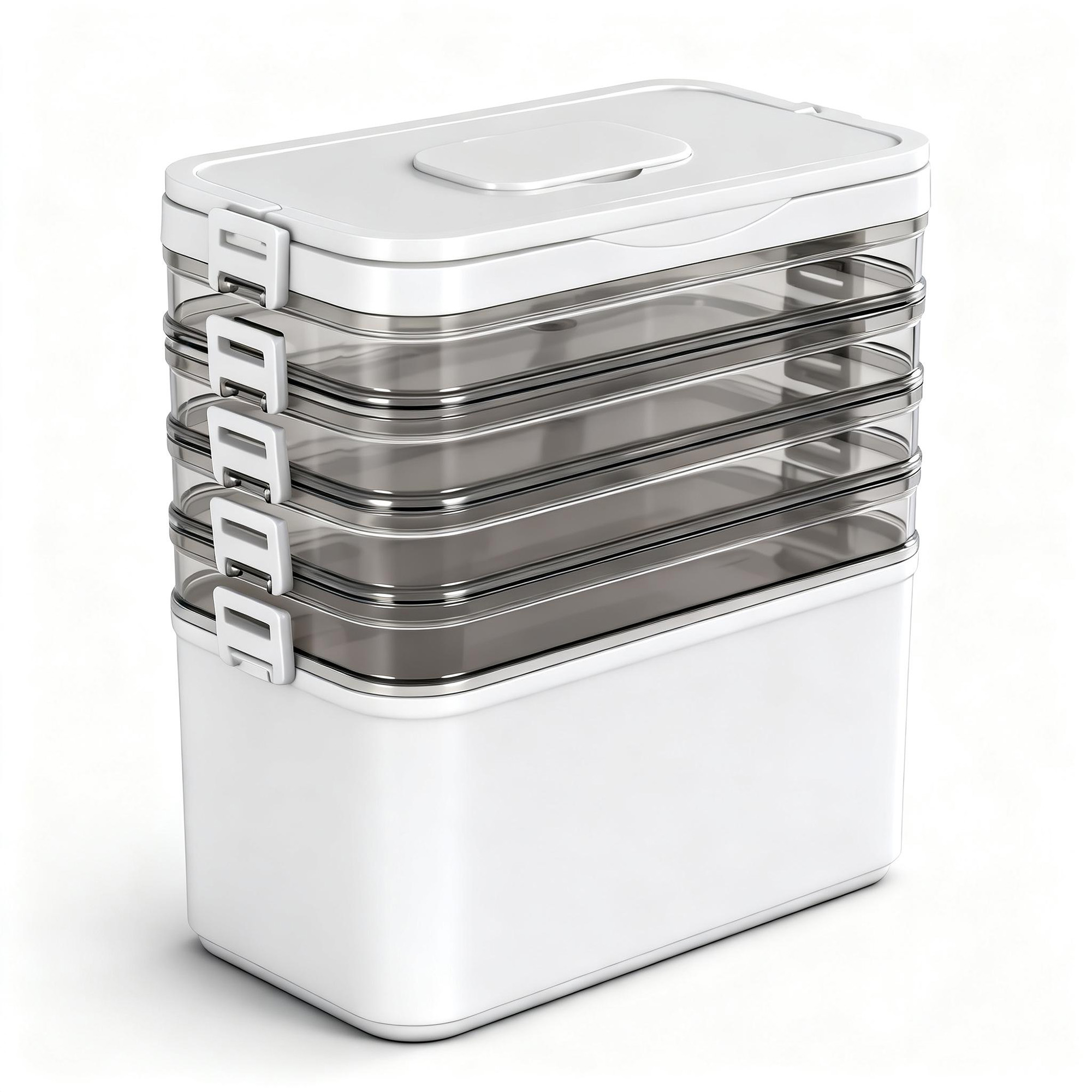 Artiss 5 Tier Portable Storage Box Detachable with Handles Plastic Clear - Image 8