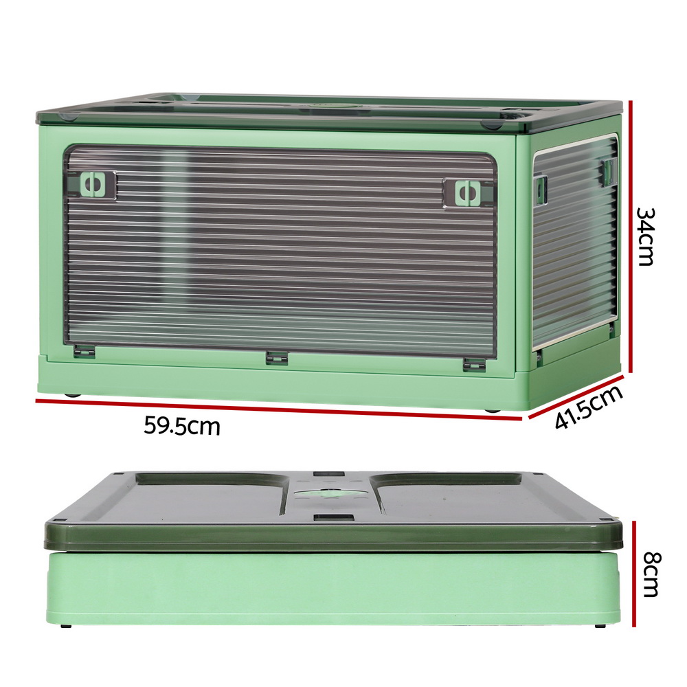 Artiss Storage Box Container Foldable Stackable 5 Sides Open Transparent 82L - Image 2