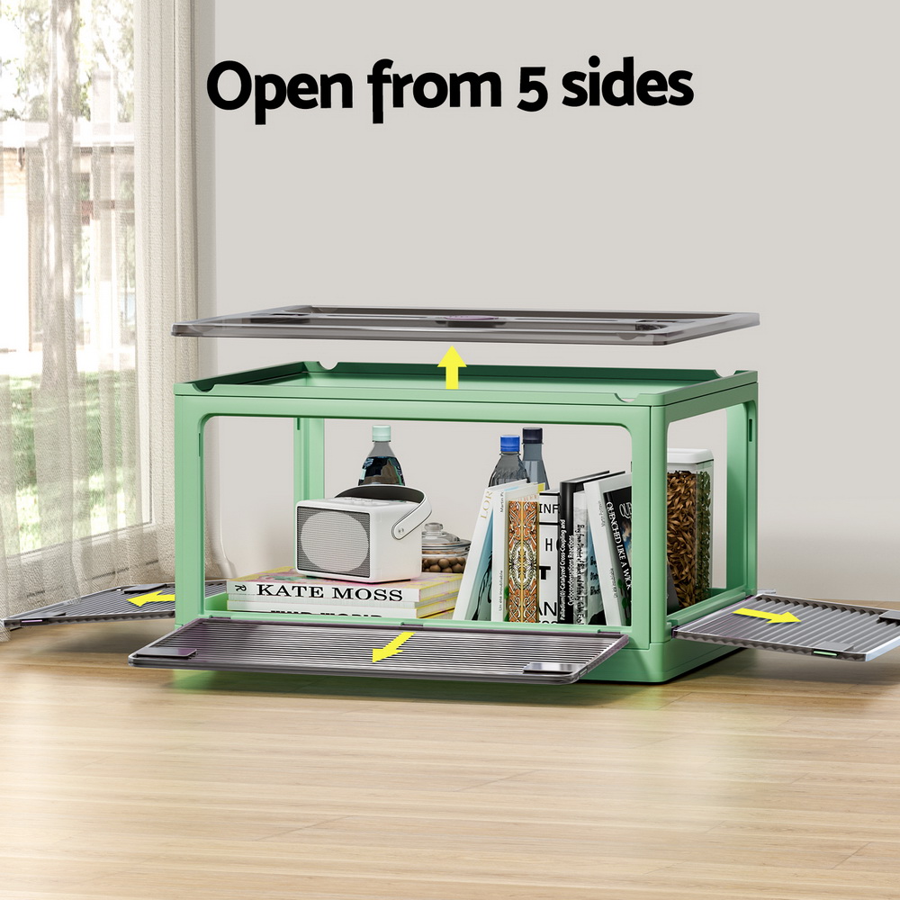 Artiss Storage Box Container Foldable Stackable 5 Sides Open Transparent 82L - Image 4