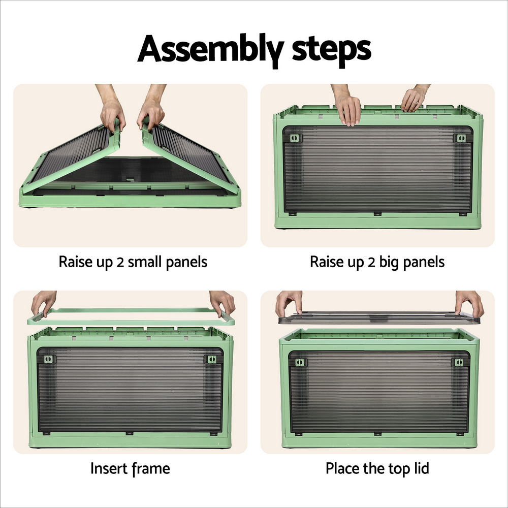 Artiss Storage Box Container Foldable Stackable 5 Sides Open Transparent 82L - Image 5