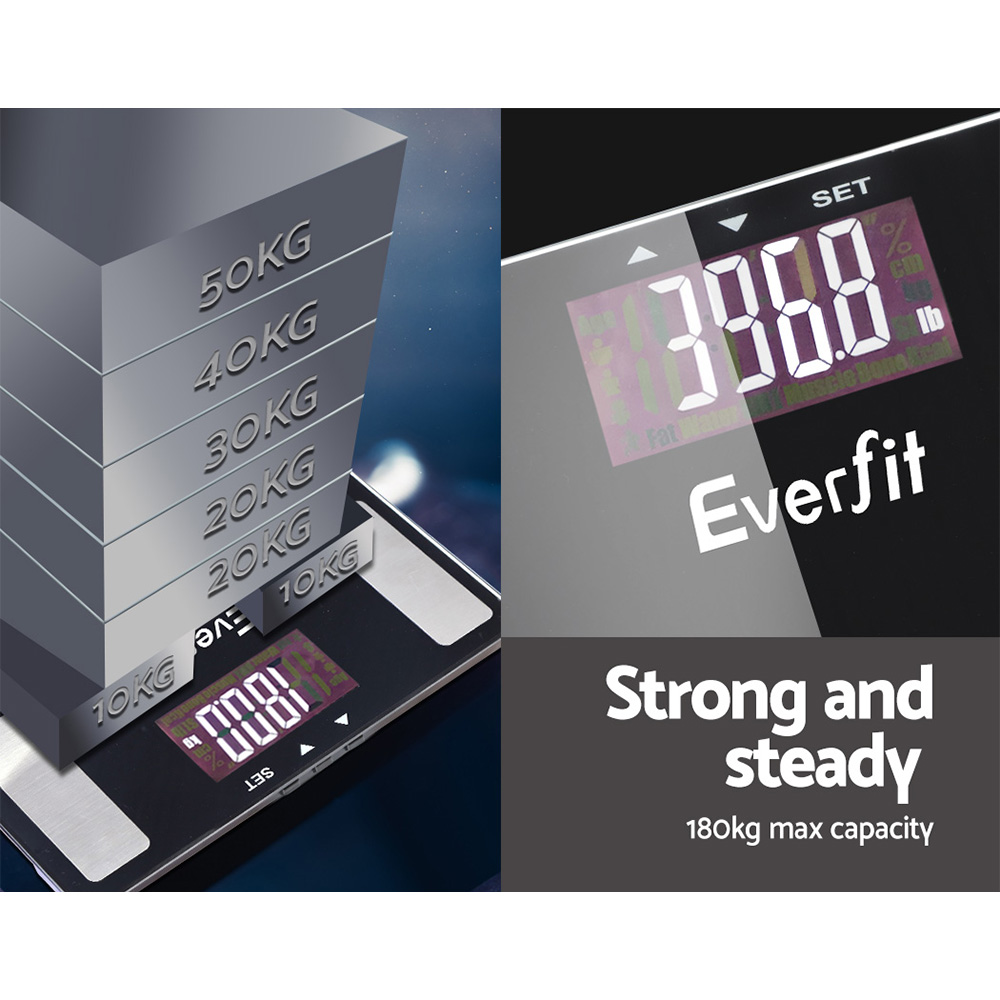 Everfit Body Fat Bathroom Scale Weighing Wireless Bluetooth Gym 180KG - Image 6