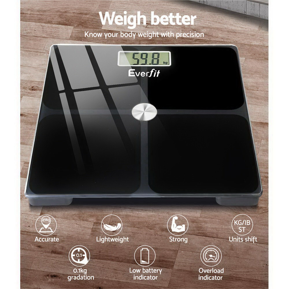 Everfit Electronic Digital Bathroom Scale Weighing Tracker Gym 180KG - Image 3