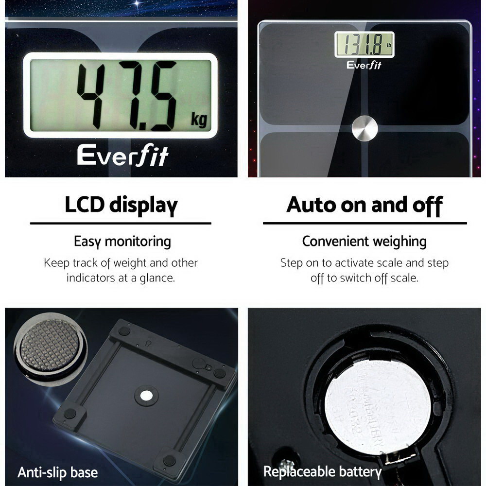 Everfit Electronic Digital Bathroom Scale Weighing Tracker Gym 180KG - Image 5