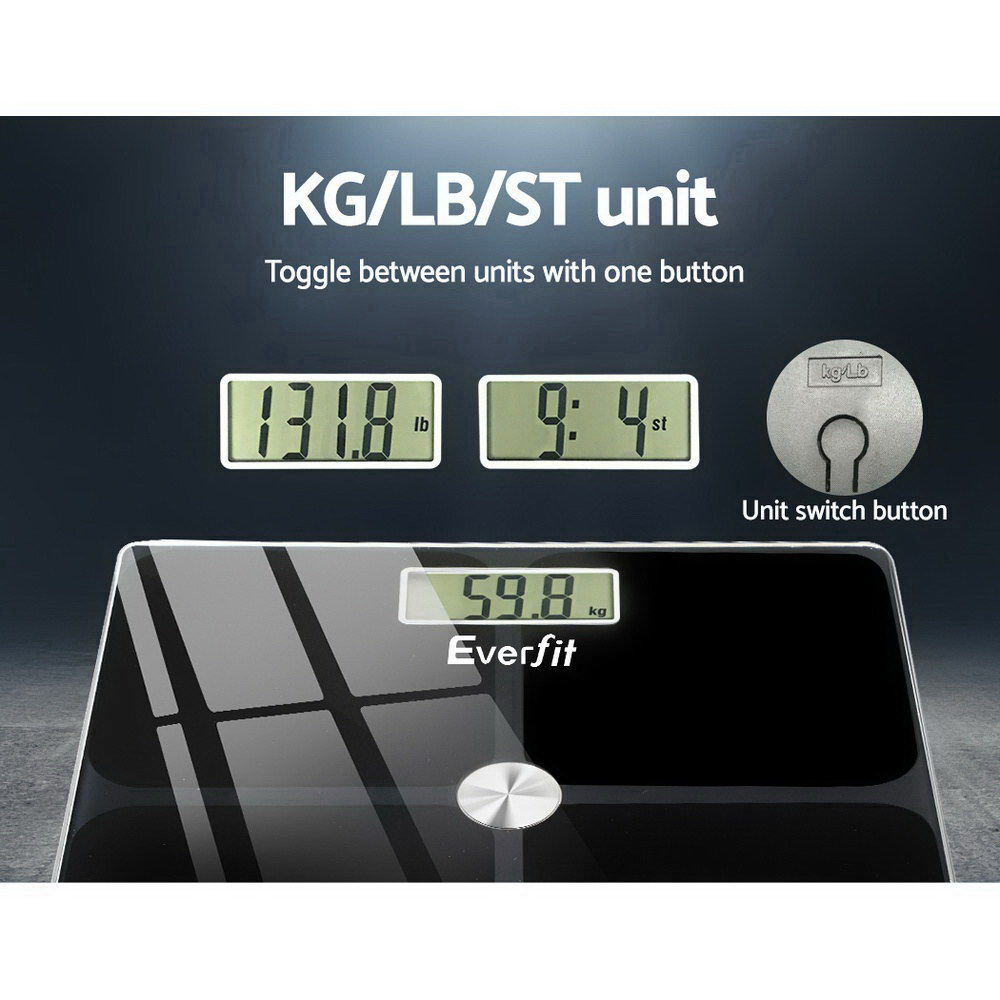 Everfit Electronic Digital Bathroom Scale Weighing Tracker Gym 180KG - Image 6