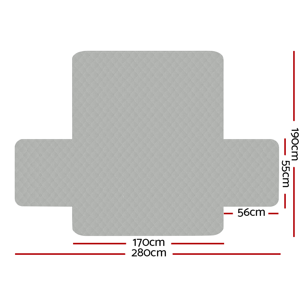 Artiss Sofa Cover Couch Covers 3 Seater Quilted Grey - Image 2