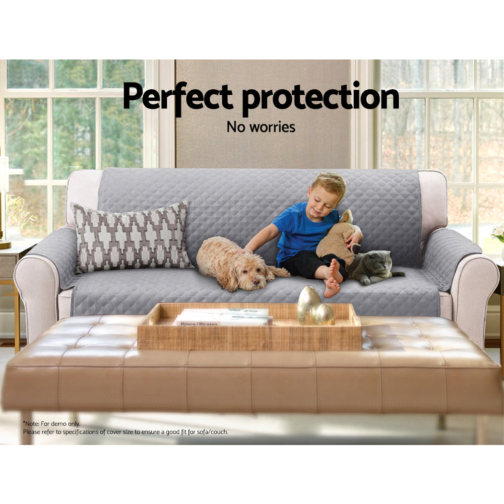 Artiss Sofa Cover Couch Covers 3 Seater Quilted Grey - Image 5