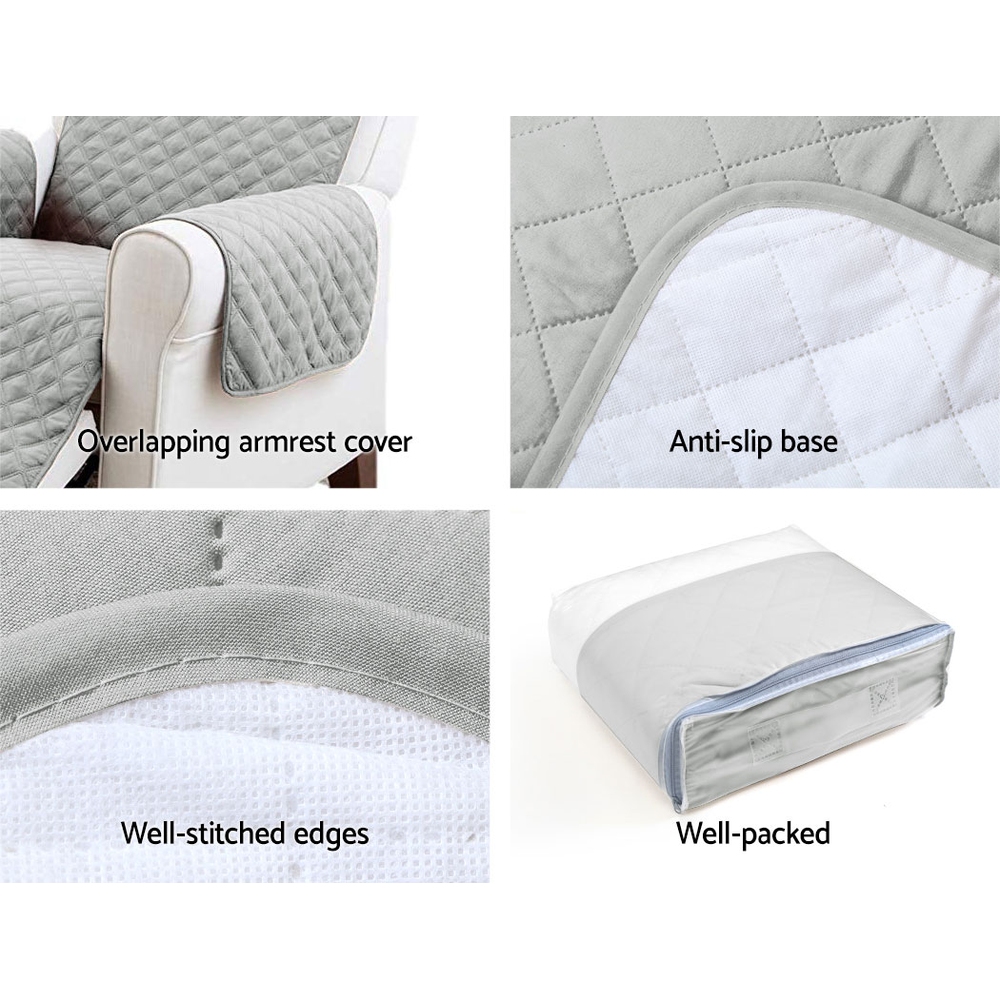 Artiss Sofa Cover Couch Covers 3 Seater Quilted Grey - Image 6