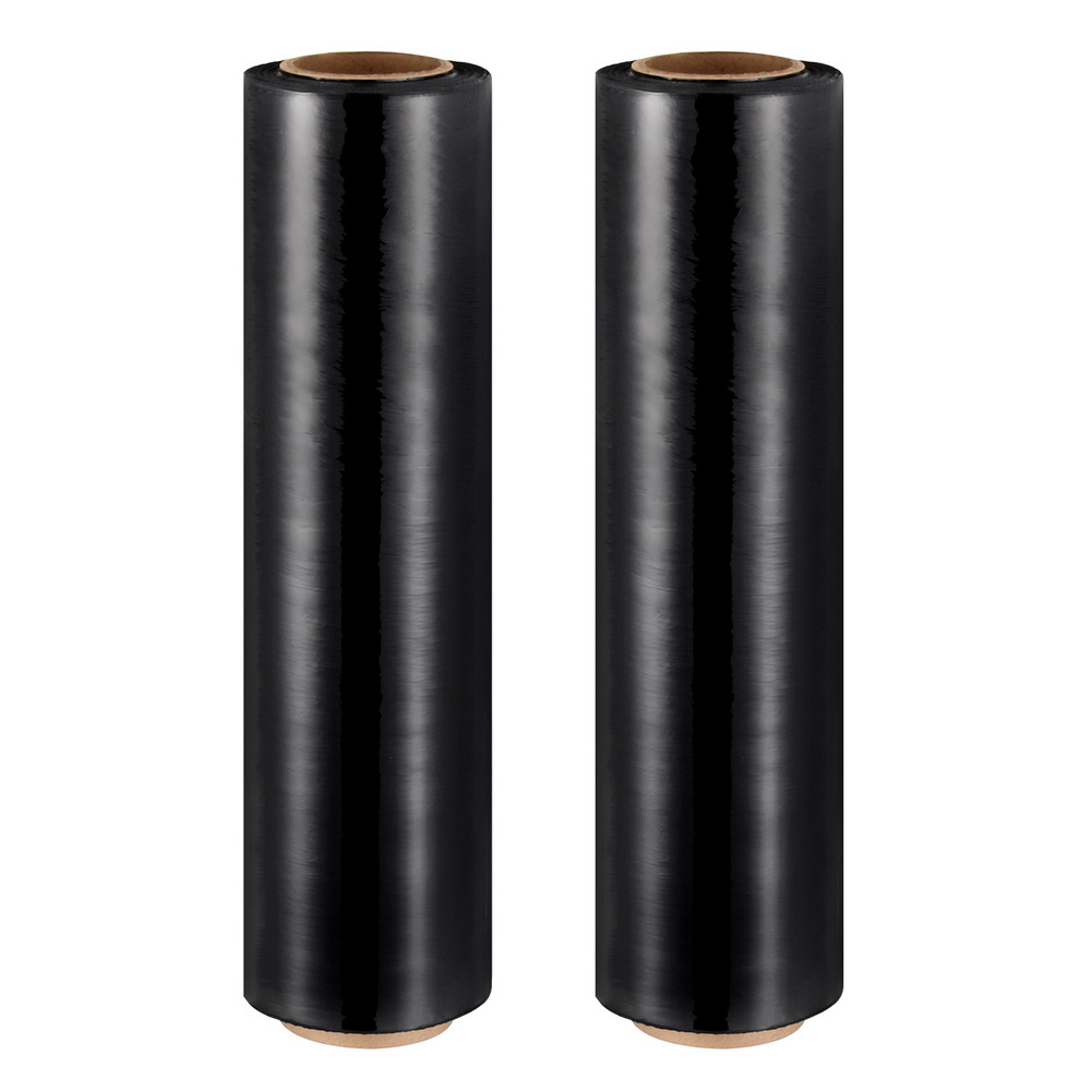 500mm x 400m Stretch Film Pallet Shrink Wrap 2 Rolls Package Use Plastic Black - Image 1